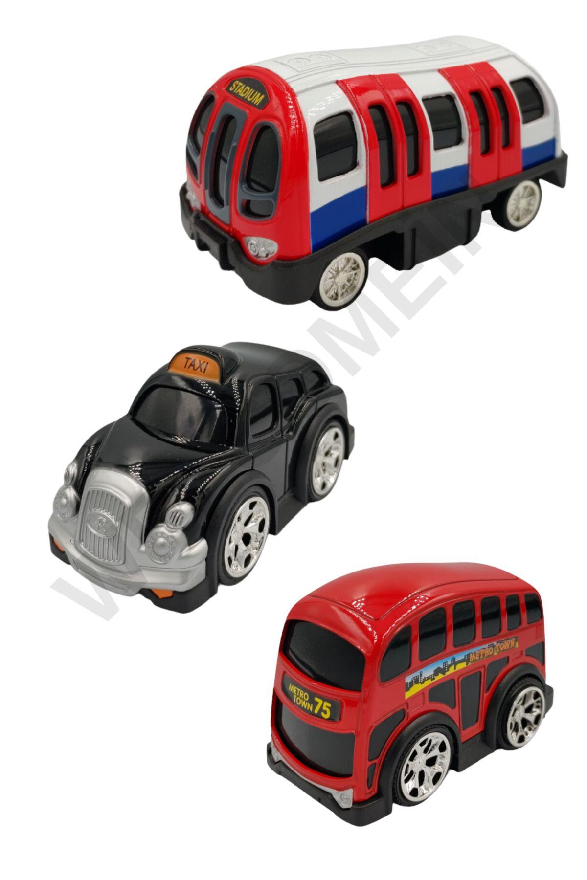 Metal Model Arabalar Motormax Çek Bırak Cm. 3 Parça Şehir Araçları (Metro City )