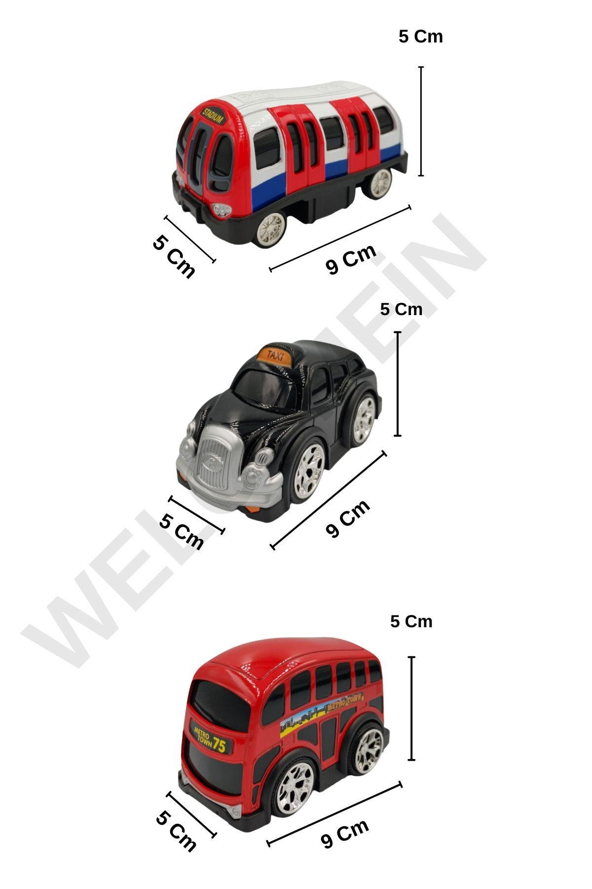 Metal Model Arabalar Motormax Çek Bırak Cm. 3 Parça Şehir Araçları (Metro City )