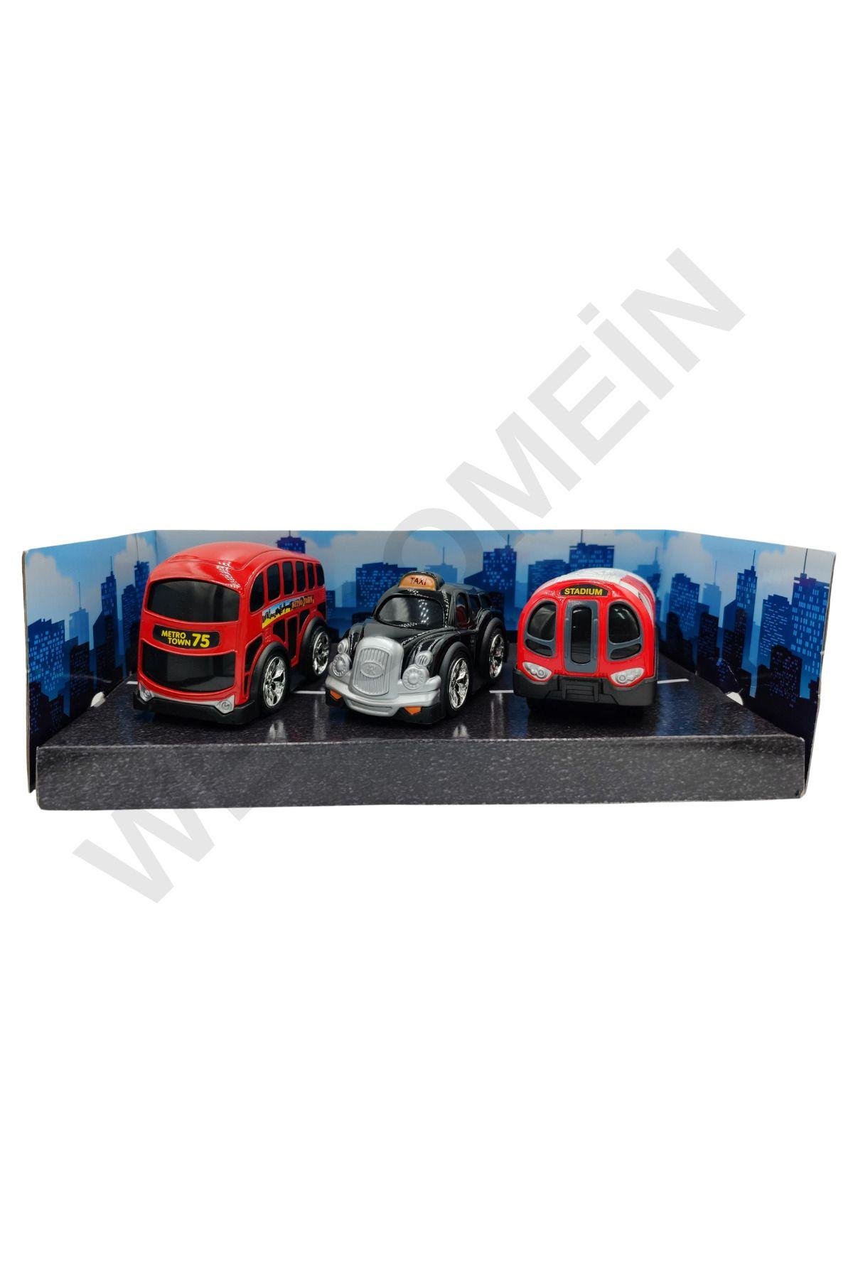 Metal Model Arabalar Motormax Çek Bırak Cm. 3 Parça Şehir Araçları (Metro City )
