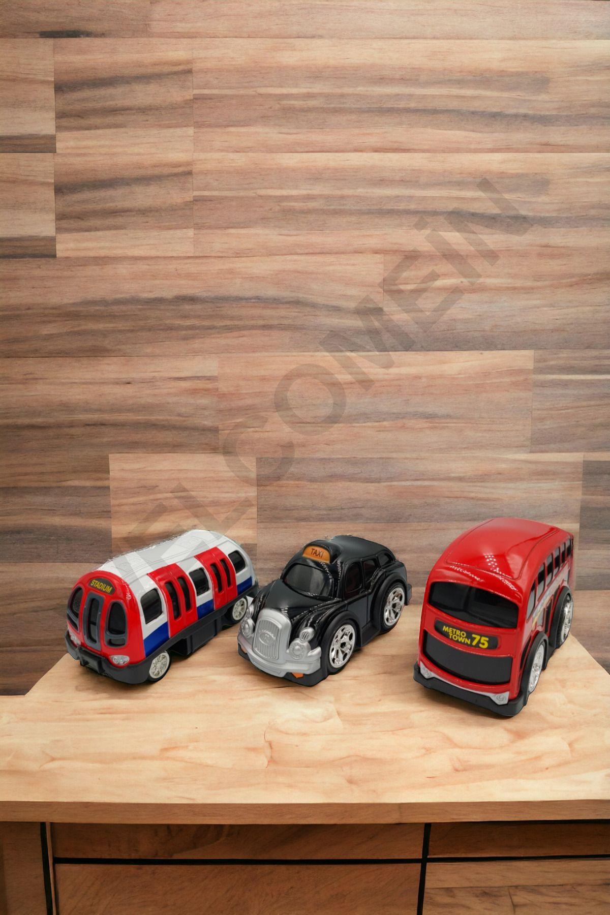 Metal Model Arabalar Motormax Çek Bırak Cm. 3 Parça Şehir Araçları (Metro City )