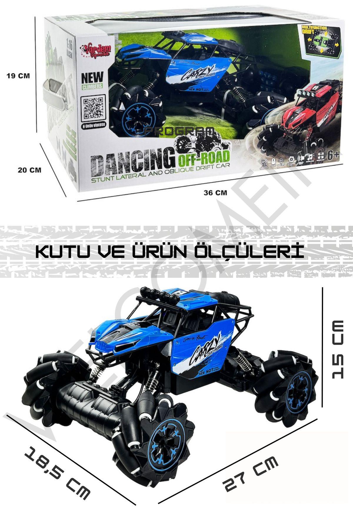 Oyuncak 2.4 Uzaktan Kumandalı Full Fonksiyon Drif Atabilen Şarjlı 1:16 Ölçek Off Road Crayz Araba