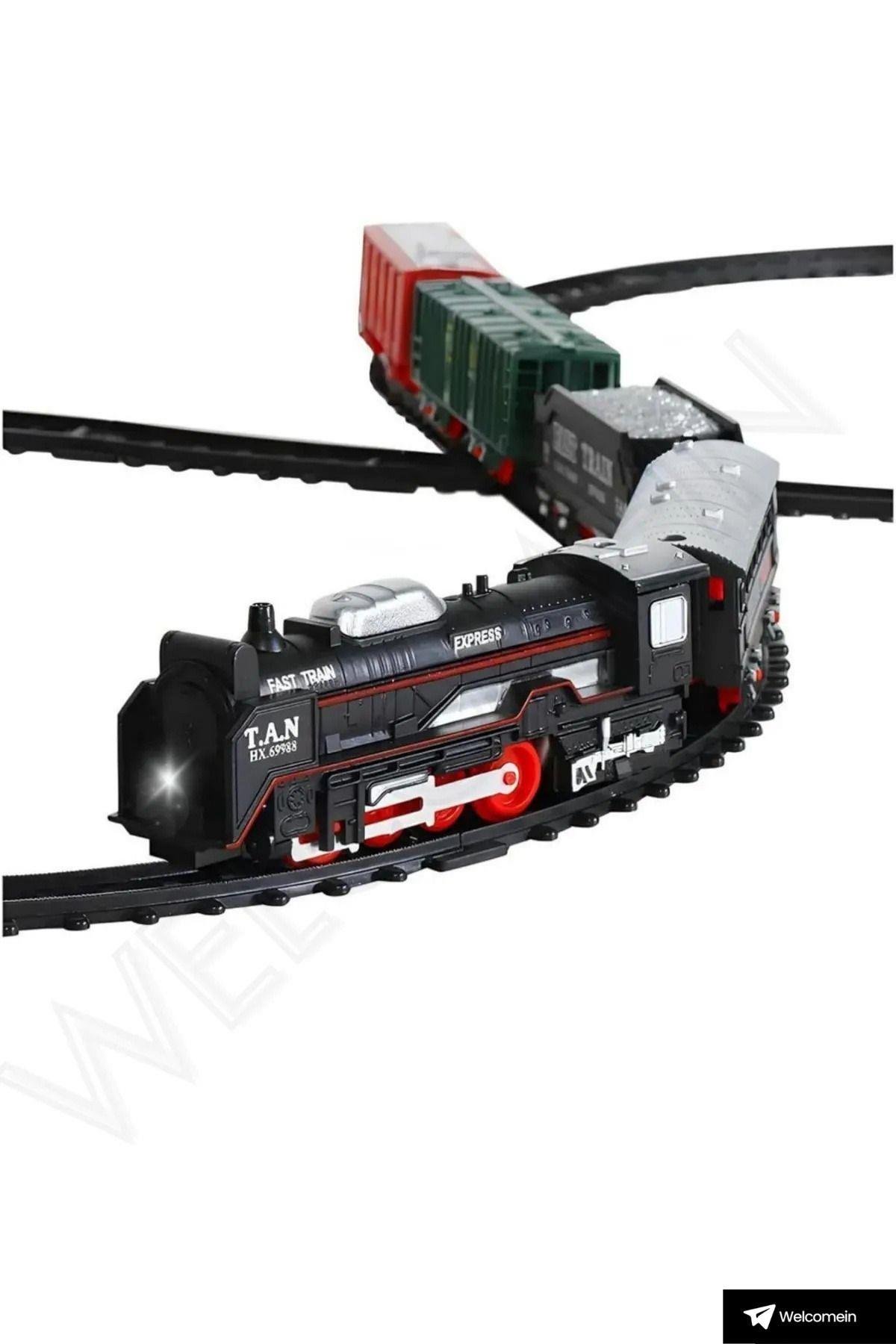 Oyuncak 23 Parça Sesli Ve Işıklı 96 cm Ray Uzunluğu Tren Seti  3 Farklı Ray Dizilimi 8 Olan Tren