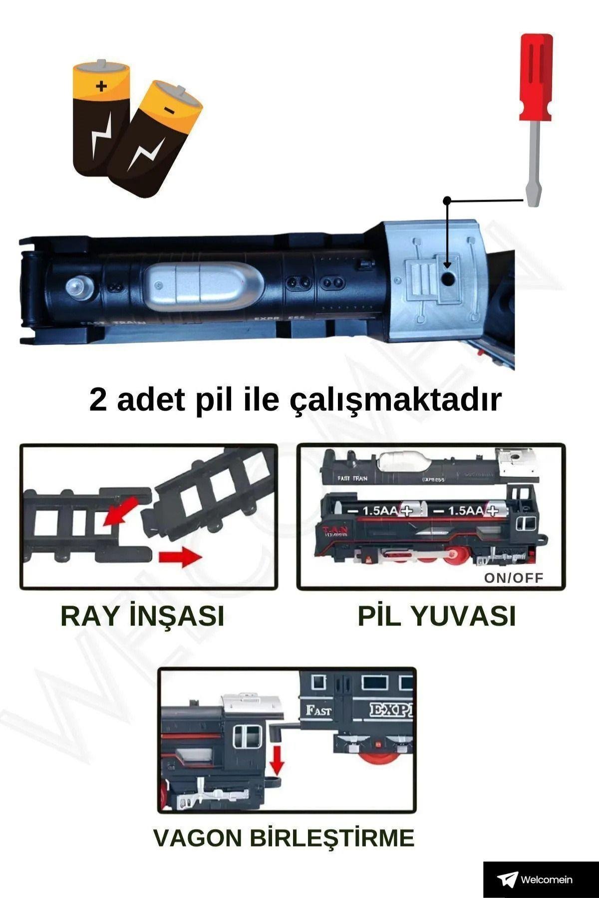 Oyuncak 23 Parça Sesli Ve Işıklı 96 cm Ray Uzunluğu Tren Seti  3 Farklı Ray Dizilimi 8 Olan Tren