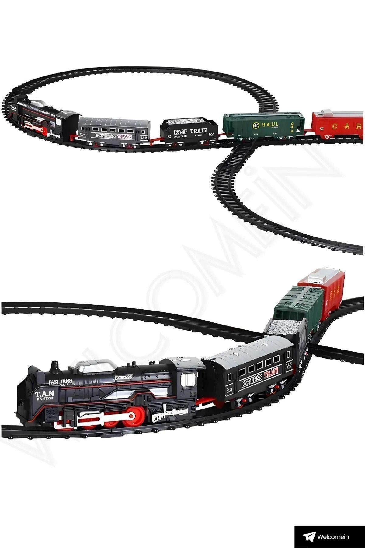 Oyuncak 23 Parça Sesli Ve Işıklı 96 cm Ray Uzunluğu Tren Seti  3 Farklı Ray Dizilimi 8 Olan Tren