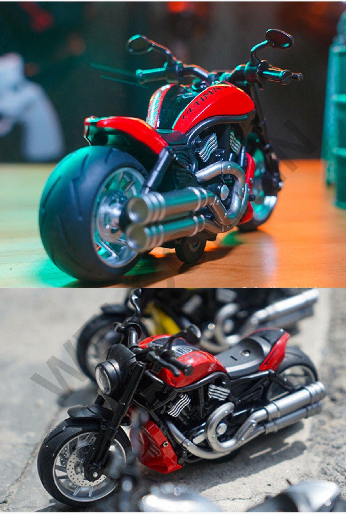 Oyuncak Çek Bırak 1:12 Die-Cast Işıklı Ve Sesli Motosiklet Harley Model Motosiklet