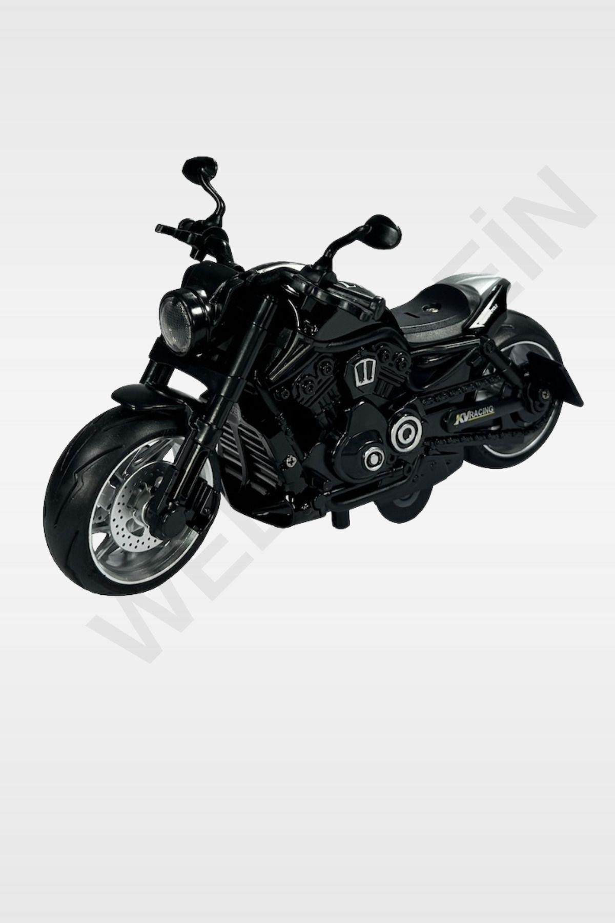 Oyuncak Çek Bırak 1:12 Die-Cast Işıklı Ve Sesli Motosiklet Harley Model Motosiklet