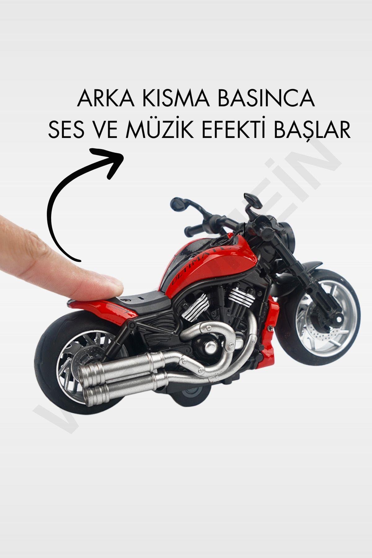 Oyuncak Çek Bırak 1:12 Die-Cast Işıklı Ve Sesli Motosiklet Harley Model Motosiklet