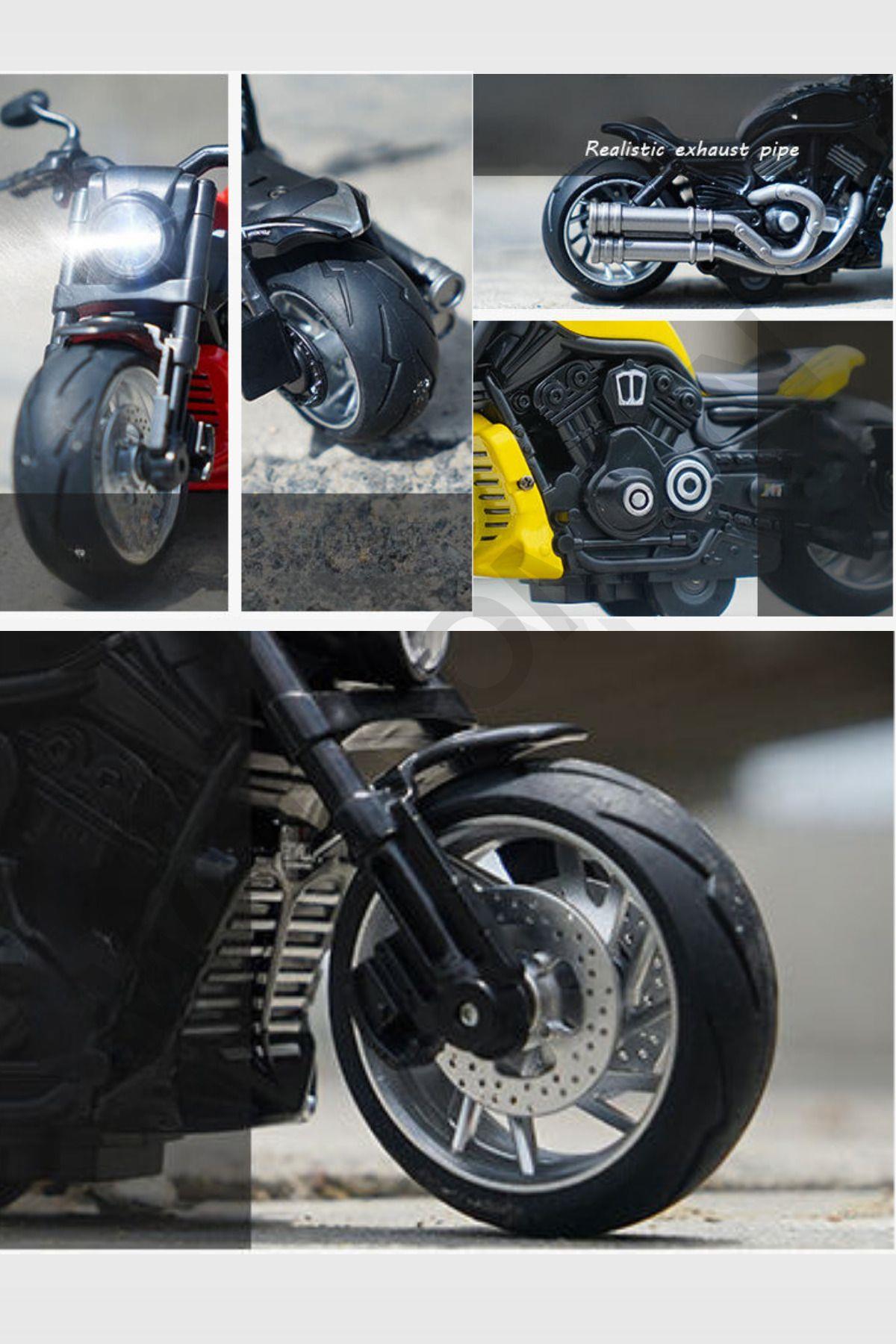 Oyuncak Çek Bırak 1:12 Die-Cast Işıklı Ve Sesli Motosiklet Harley Model Motosiklet