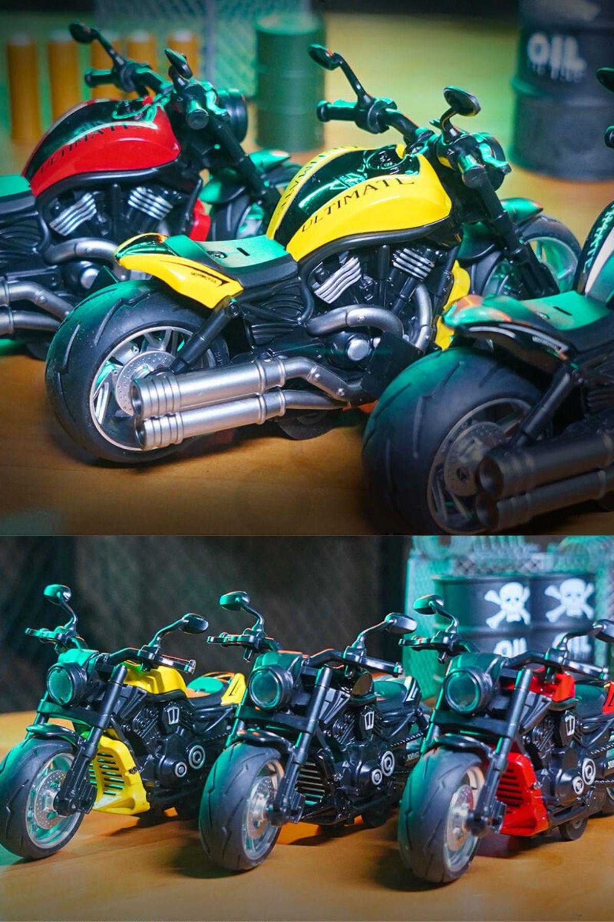 Oyuncak Çek Bırak 1:12 Die-Cast Işıklı Ve Sesli Motosiklet Harley Model Motosiklet