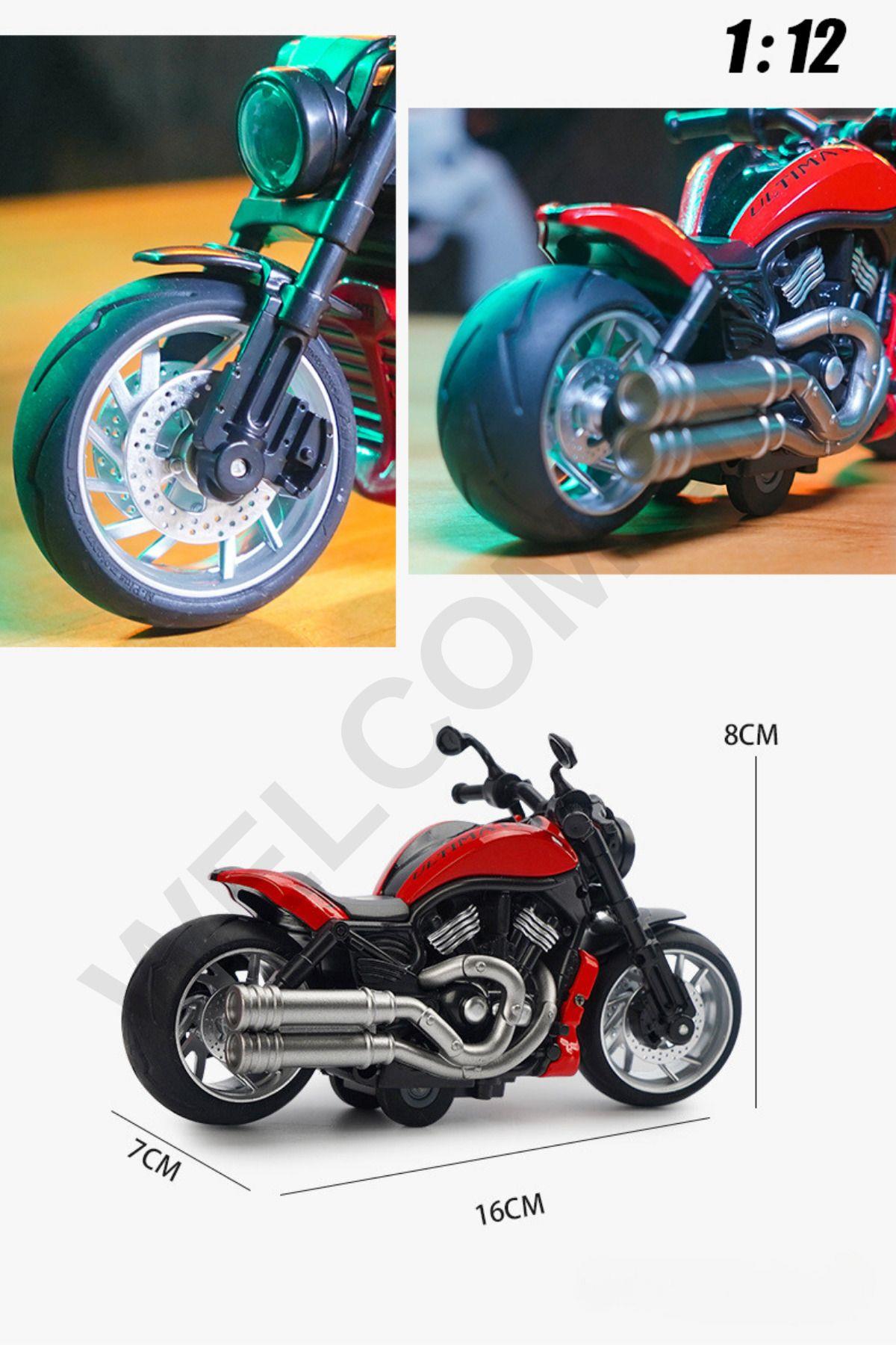 Oyuncak Çek Bırak 1:12 Die-Cast Işıklı Ve Sesli Motosiklet Harley Model Motosiklet