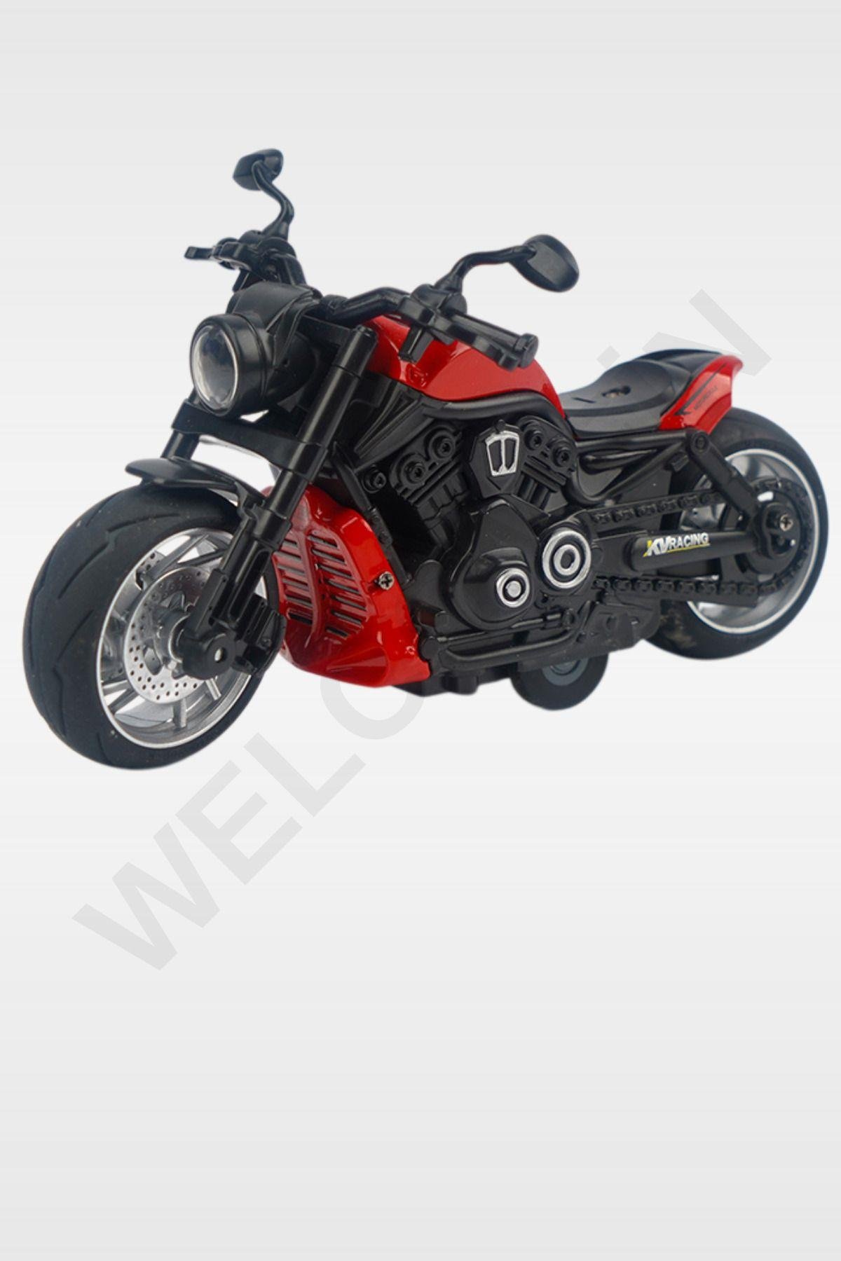 Oyuncak Çek Bırak 1:12 Die-Cast Işıklı Ve Sesli Motosiklet Harley Model Motosiklet