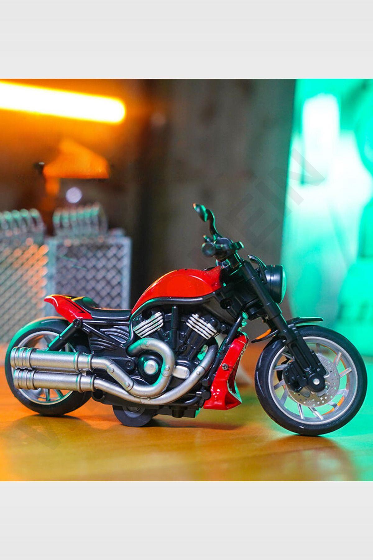 Oyuncak Çek Bırak 1:12 Die-Cast Işıklı Ve Sesli Motosiklet Harley Model Motosiklet