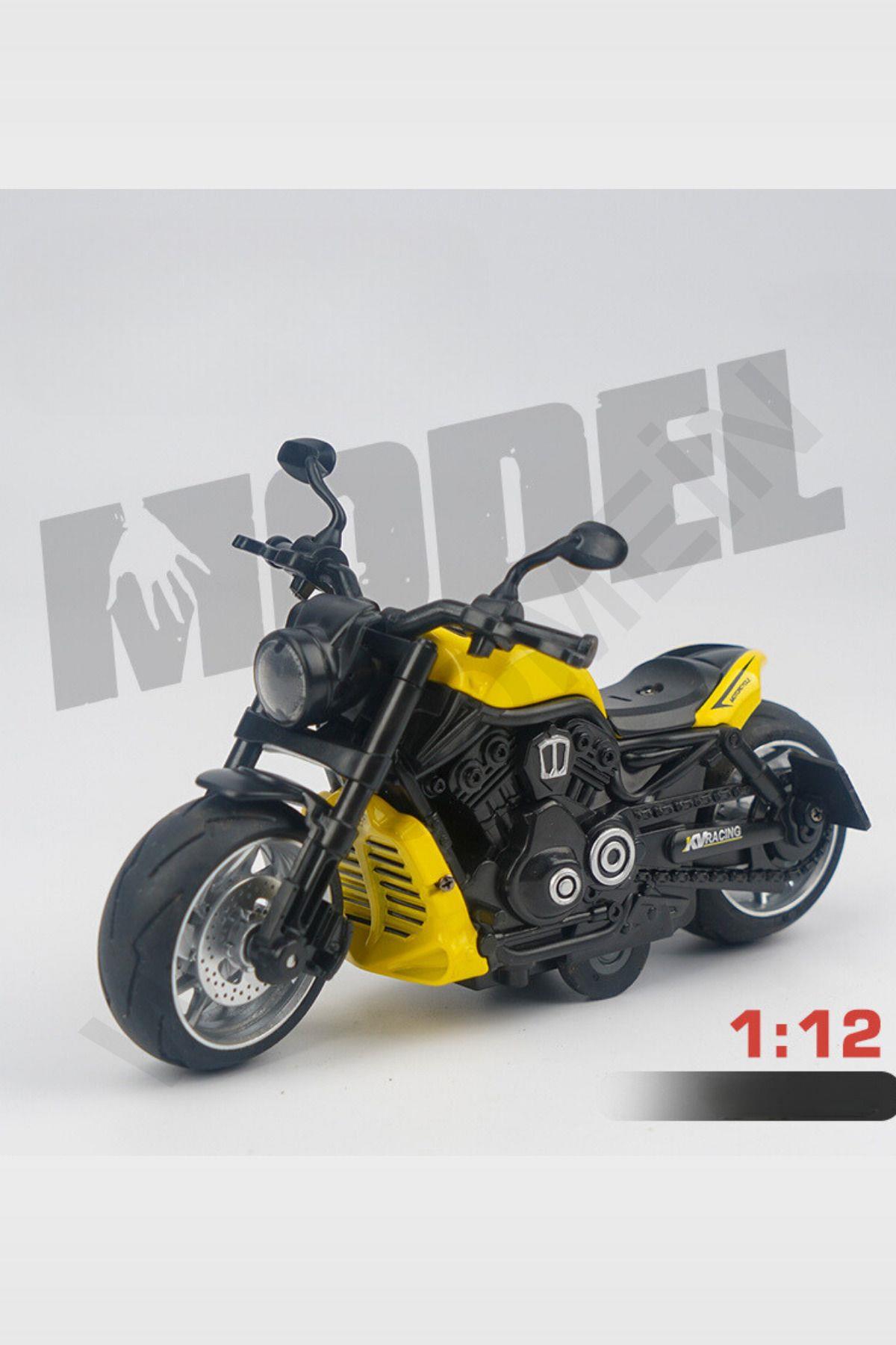Oyuncak Çek Bırak 1:12 Die-Cast Işıklı Ve Sesli Motosiklet Harley Model Motosiklet