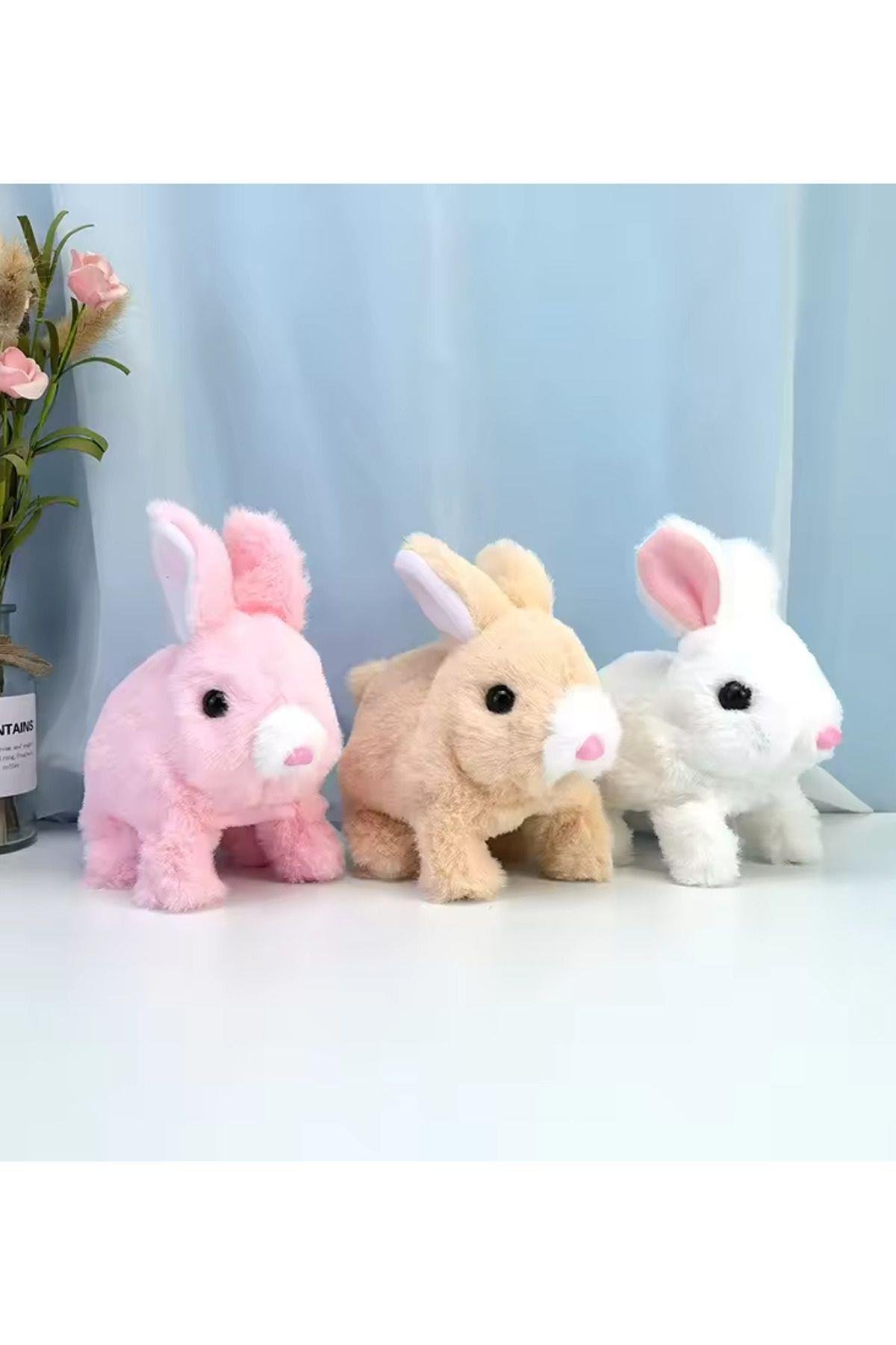 Peluş Hareketli Tavşan Kulakları Ve Ayakları Hareket Eden Sesli Oyuncak (2X PİL HEDİYE)