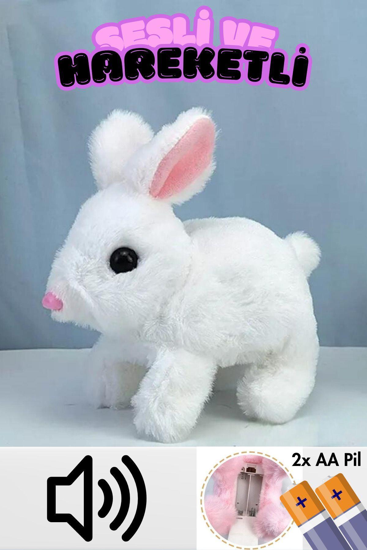 Peluş Hareketli Tavşan Kulakları Ve Ayakları Hareket Eden Sesli Oyuncak (2X PİL HEDİYE)
