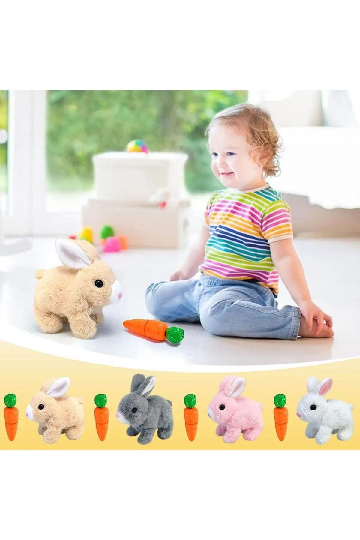 Peluş Hareketli Tavşan Kulakları Ve Ayakları Hareket Eden Sesli Oyuncak (2X PİL HEDİYE)