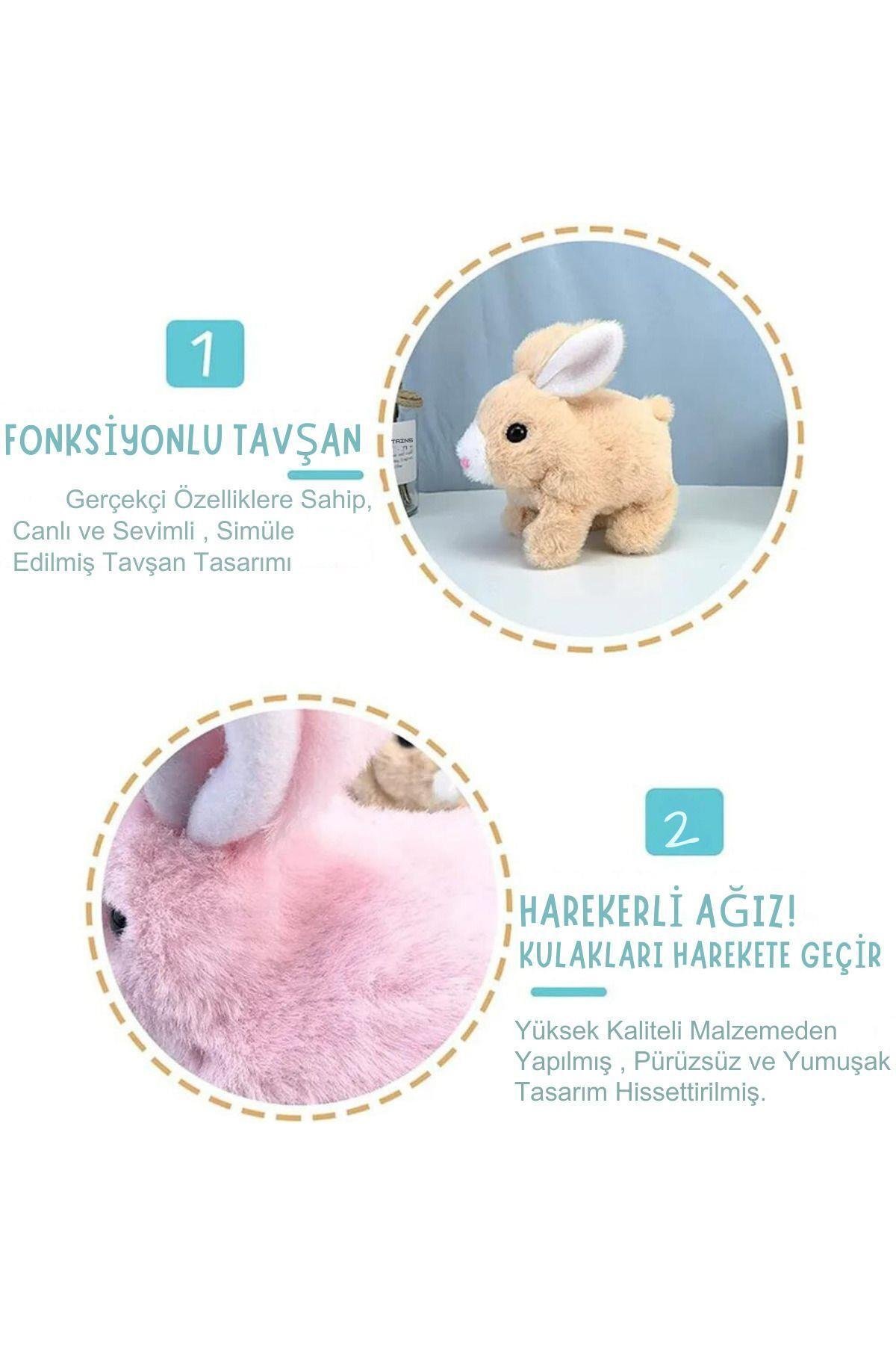 Peluş Hareketli Tavşan Kulakları Ve Ayakları Hareket Eden Sesli Oyuncak (2X PİL HEDİYE)