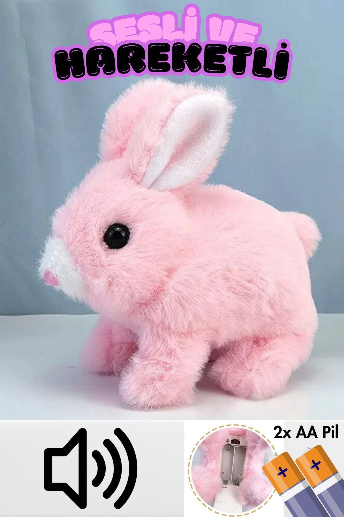 Peluş Hareketli Tavşan Kulakları Ve Ayakları Hareket Eden Sesli Oyuncak (2X PİL HEDİYE)