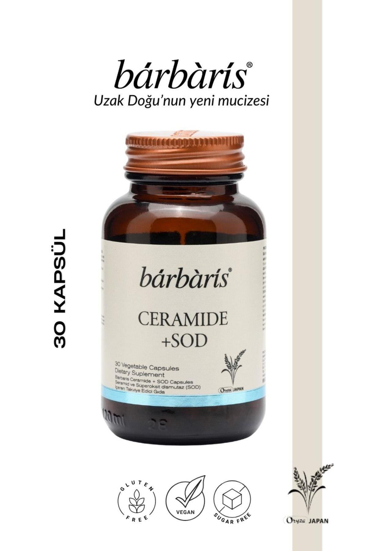 BARBARİS CERAMIDE + SOD 30 KAPSÜL 40mg JAPON SERAMİD CİLDE PARLAKLIK- SIKILAŞMA- TON EŞİTLİĞİ -NEM