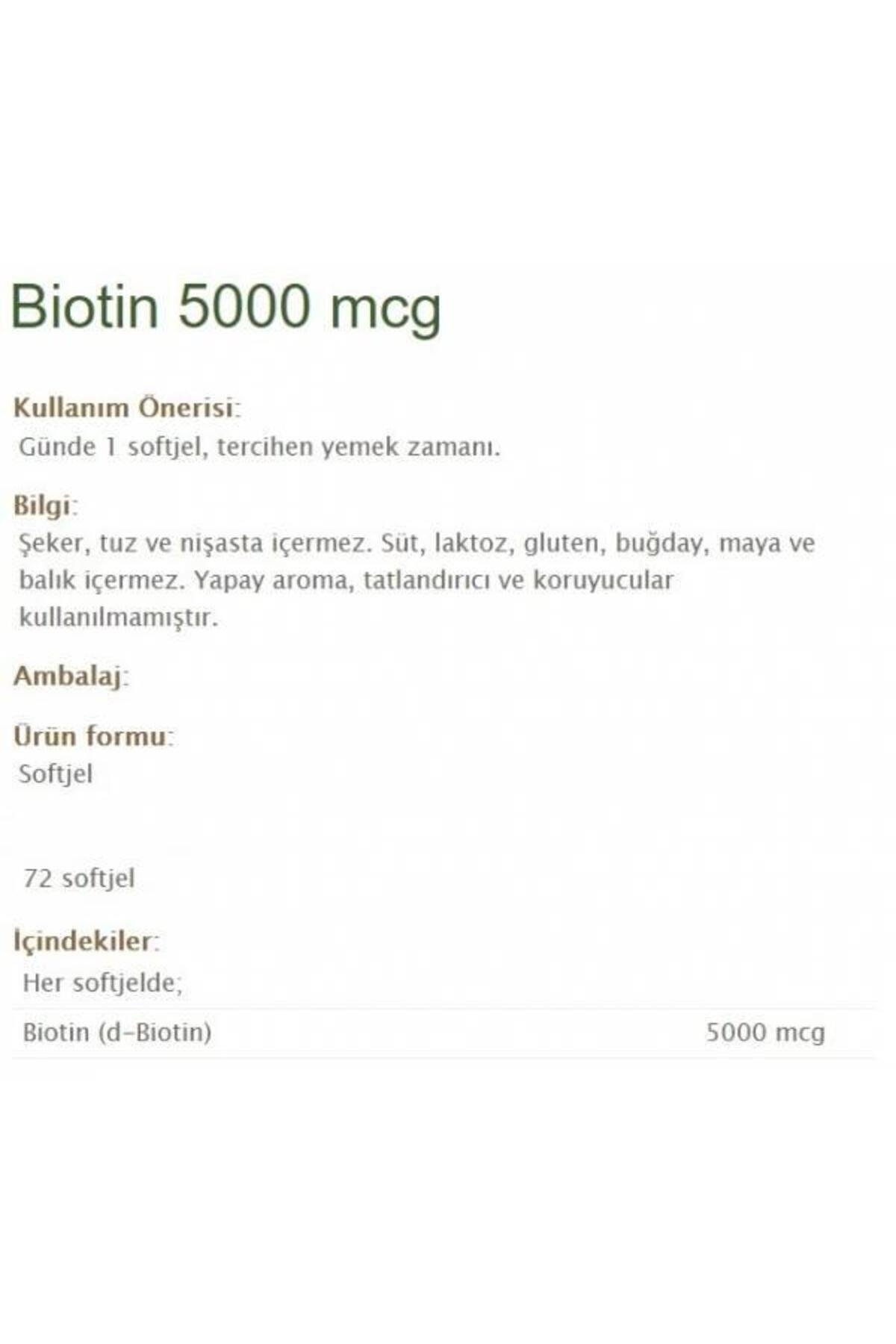 Biotin 5000 Mcg 72 Kapsül