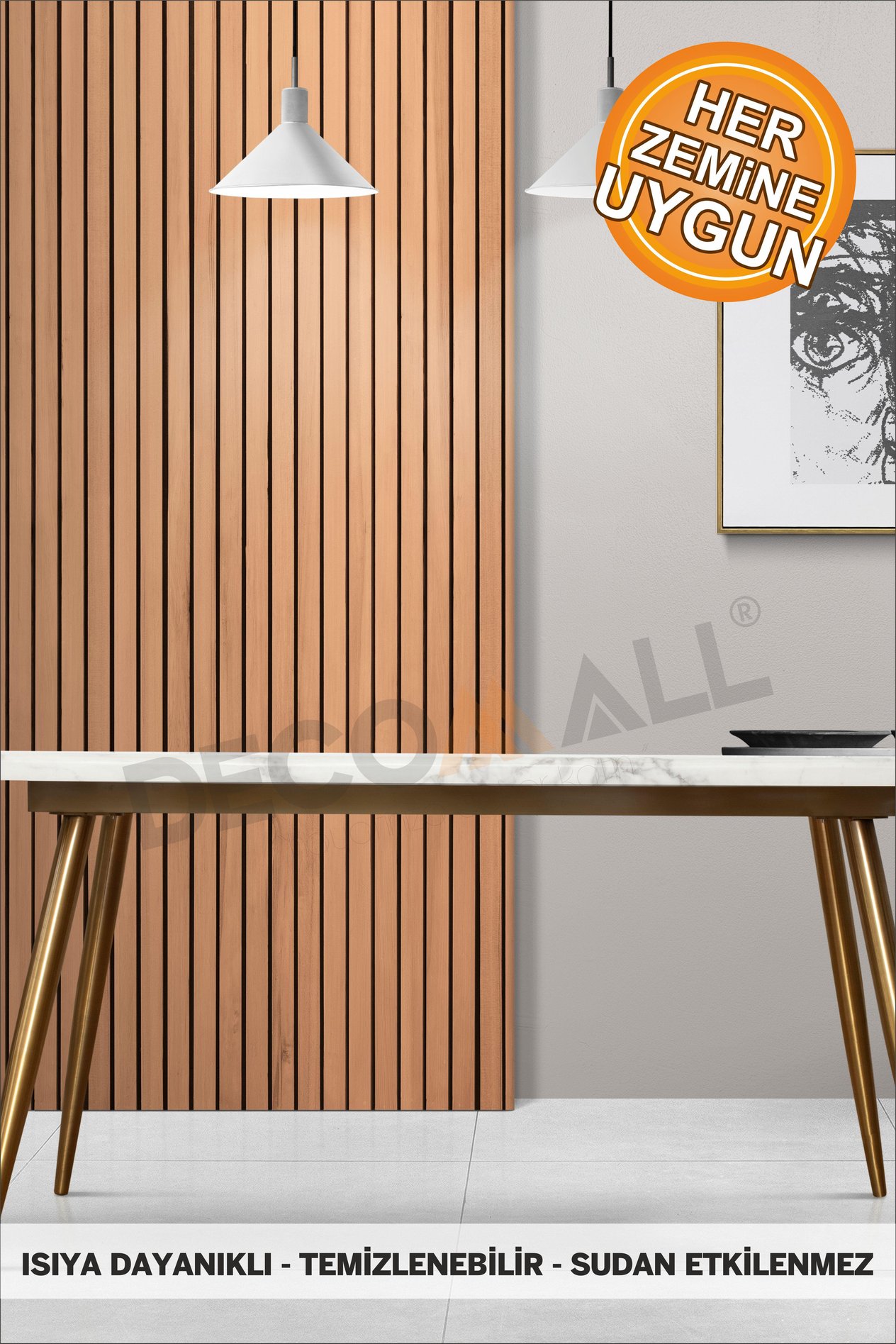 Code130 KENDİNDEN YAPIŞKANLI DUVAR KAPLAMA AHŞAP ÇİTA GÖRÜNÜMLÜ FOLYO İSKANDİNAV PANEL (100X300cm)