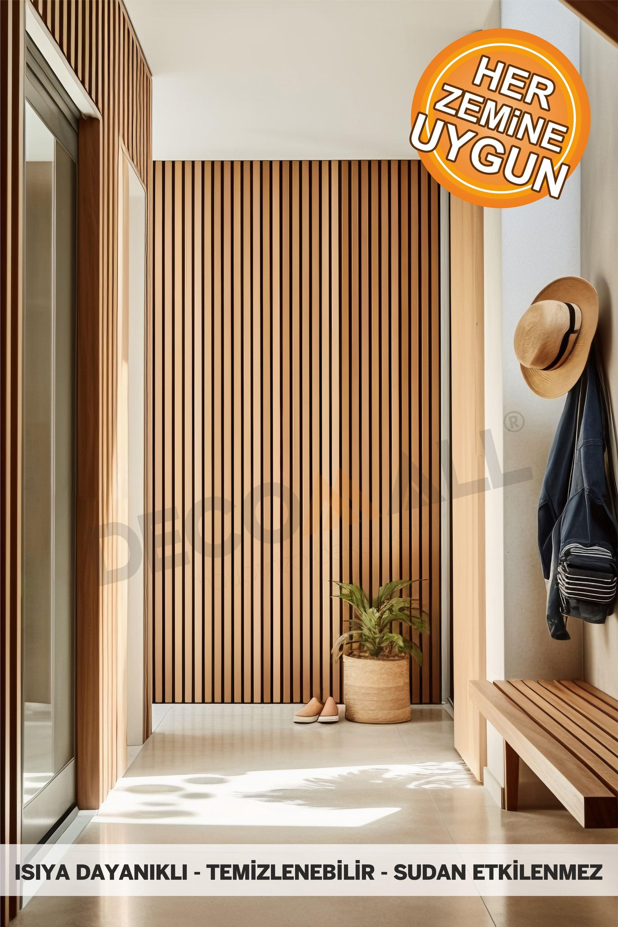 Code133 KENDİNDEN YAPIŞKANLI DUVAR KAPLAMA AHŞAP ÇİTA GÖRÜNÜMLÜ FOLYO İSKANDİNAV PANEL (100X300cm)