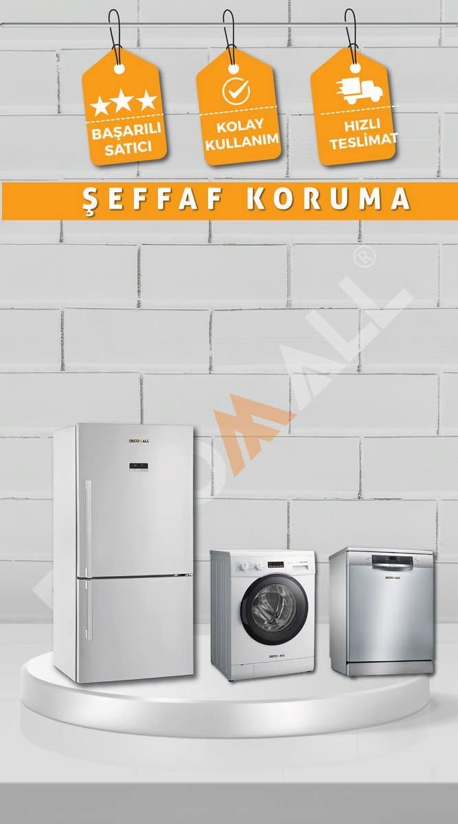 ŞEFFAF Buzdolabı Beyaz Eşya Zemin Dolap Fayans Kaplama Kendinden Yapışkanlı Folyo (200x100cm)