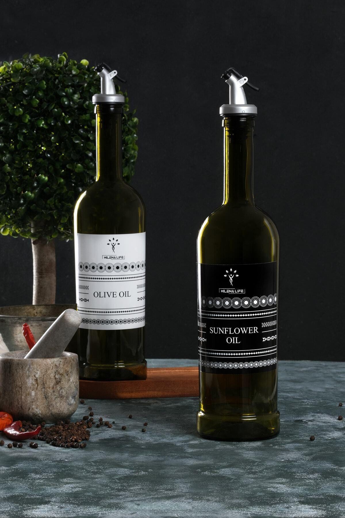 Amber 2'li 750 ml Zeytinyağı Ve Sıvıyağ Yağdanlık Şişesi Ayçiçekyağı, Yağlık *stantsız Ab