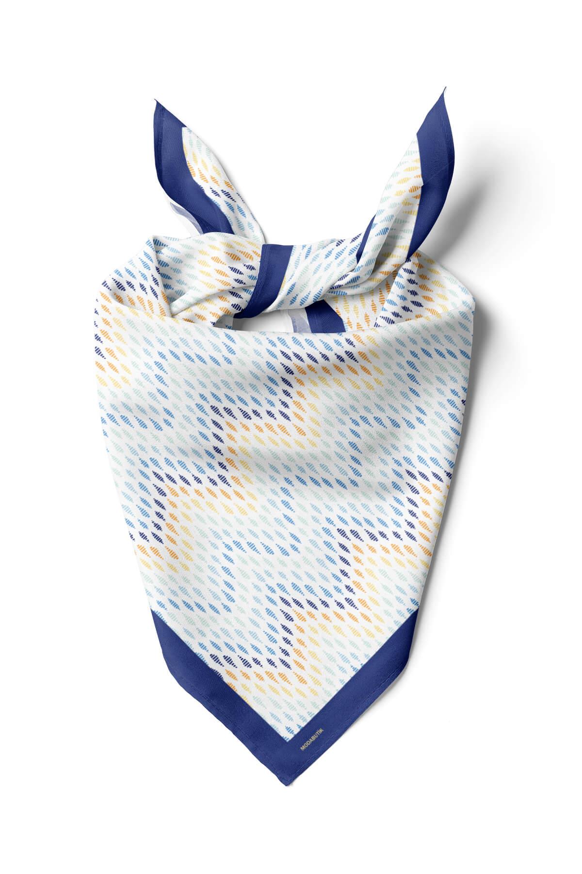 Kadın Geometric Desenli Bandana 50x50 Mavi DG0188-22