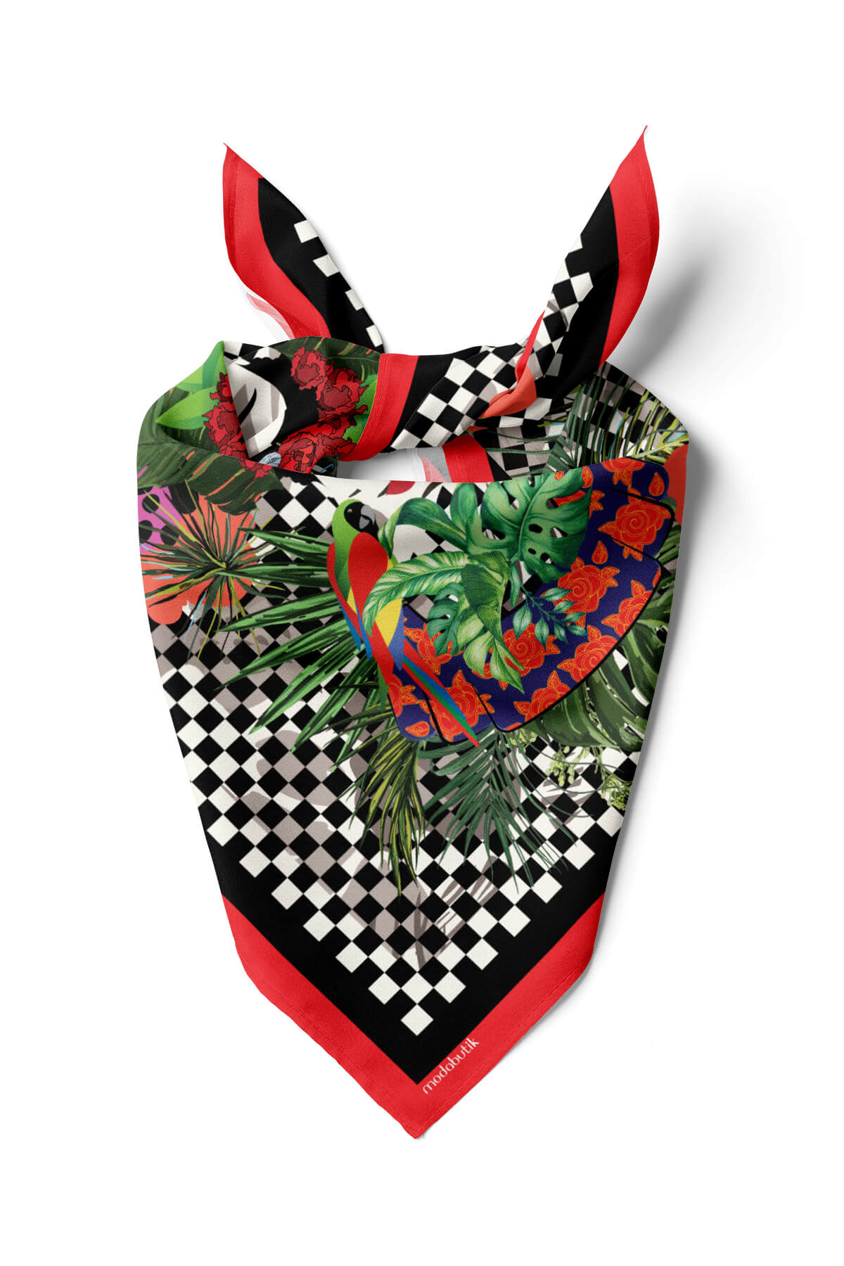 Kadın Yeşil Doğa Desenli 50x50 Bandana