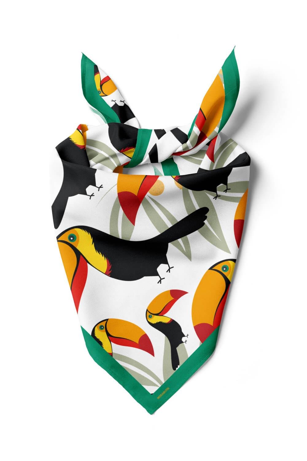 Kadın Tropik Desenli Bandana 50x50 Turuncu DG0180-22 Snz