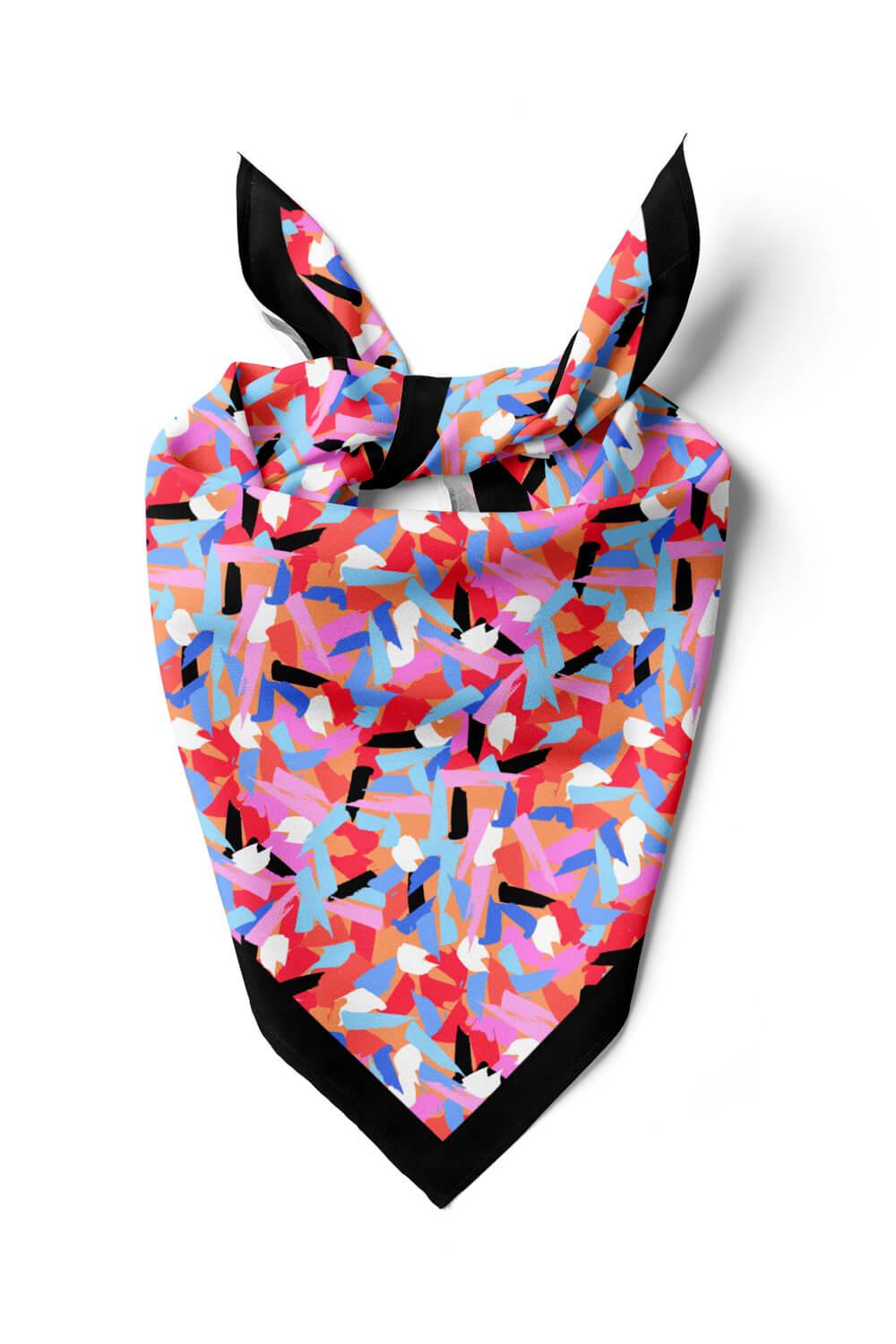 Kadın Çok Renkli Fırça Efekli Desenli 50x50 Bandana HYL DG0758-22