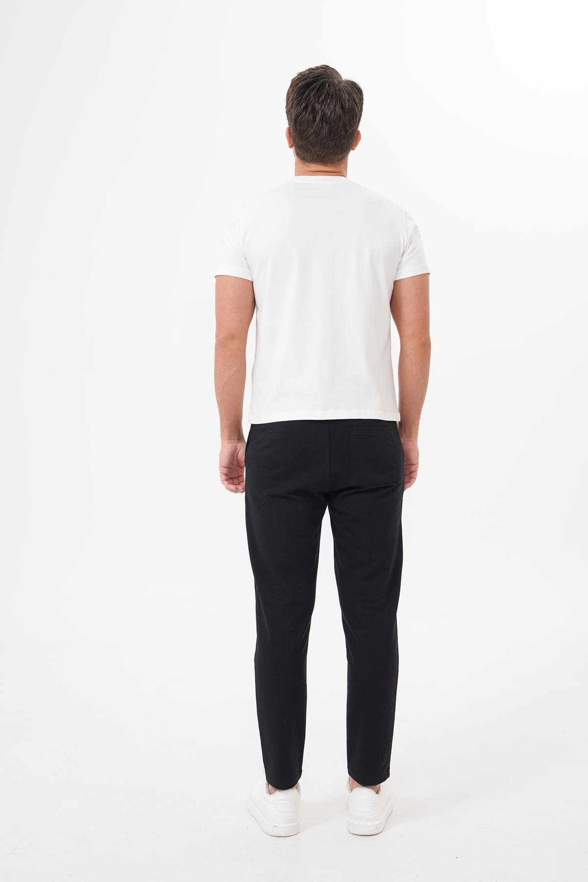 Basics&More Erkek %100 Pamuklu Siyah Jogger Pantolon