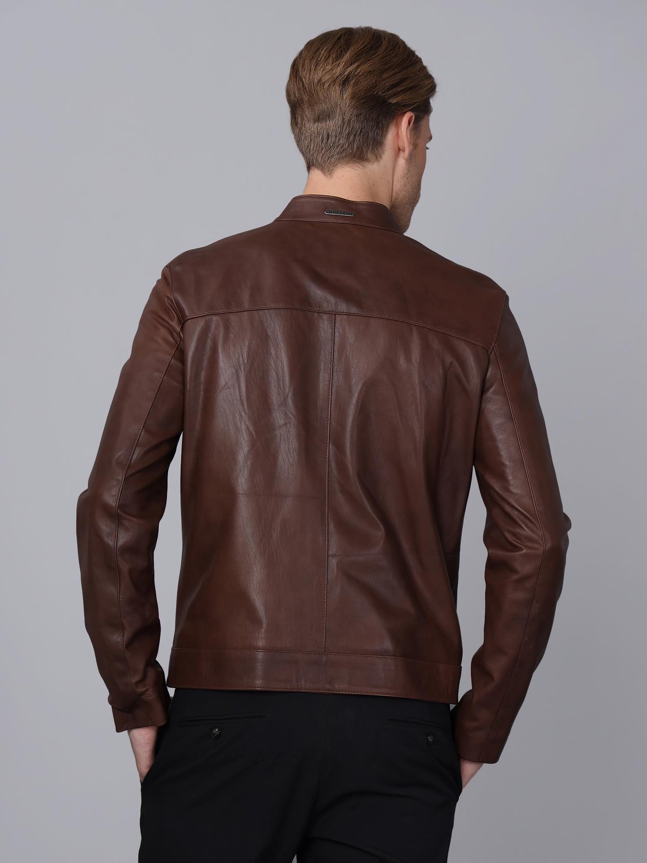 Basics&More Erkek Kahverengi Deri Ceket - E1021