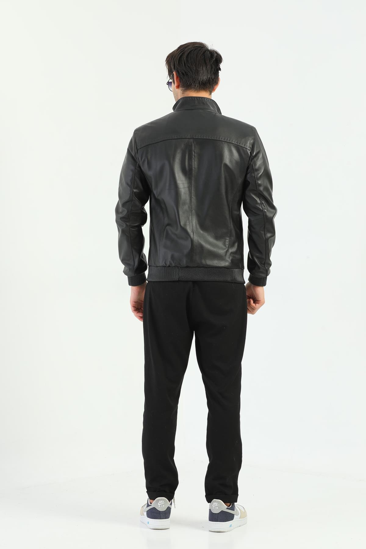 Basics&More Erkek Siyah Deri Mont - REC44