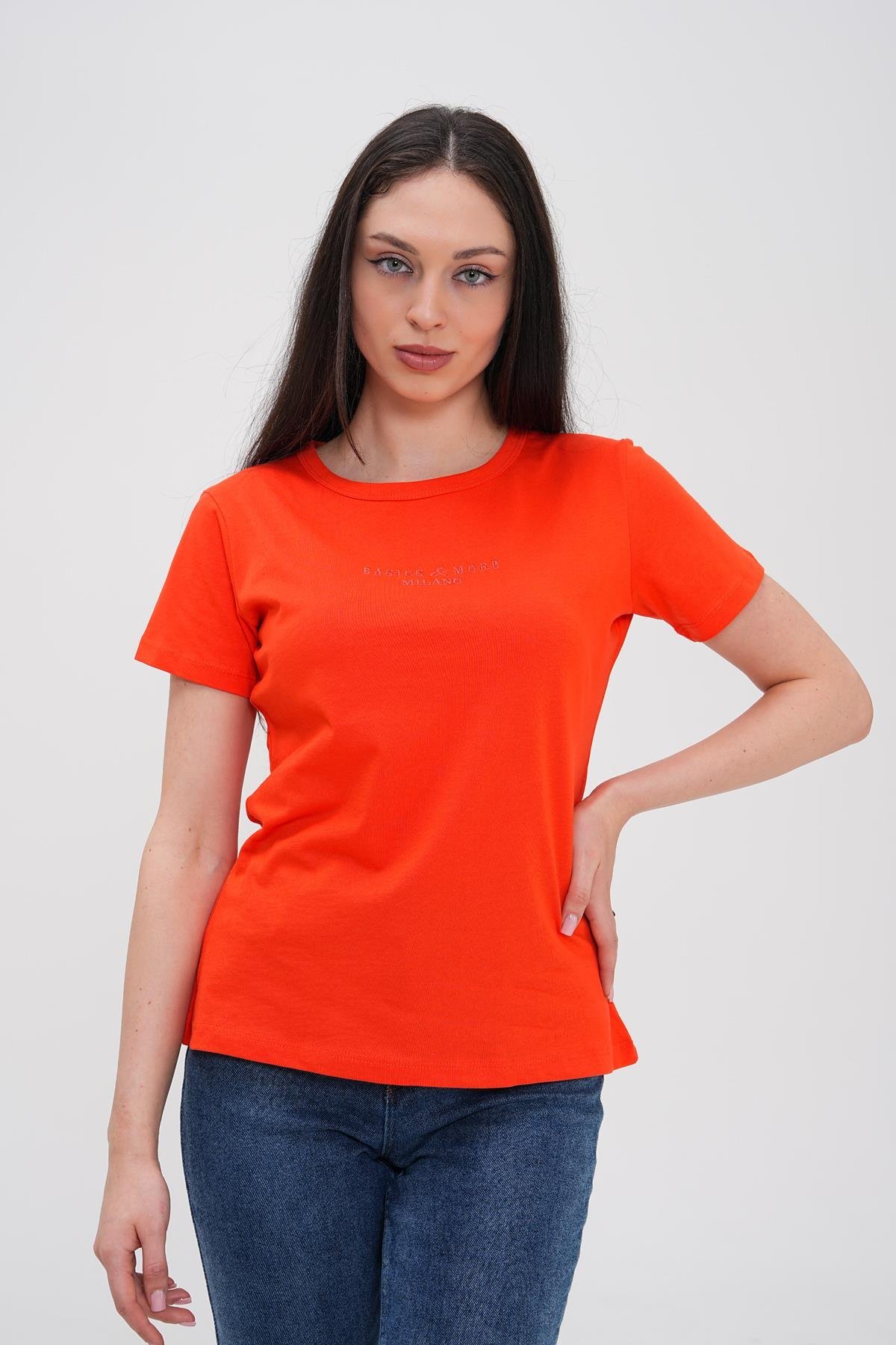 Basics&More Kadın %100 Pamklu Nar Basic Bisiklet Yaka T-Shirt - 20792