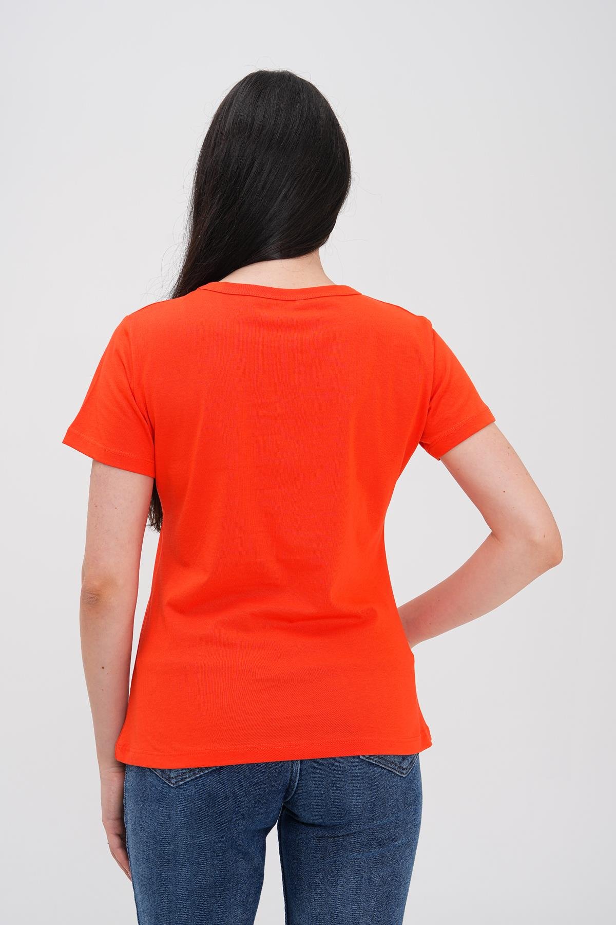 Basics&More Kadın %100 Pamklu Nar Basic Bisiklet Yaka T-Shirt - 20792