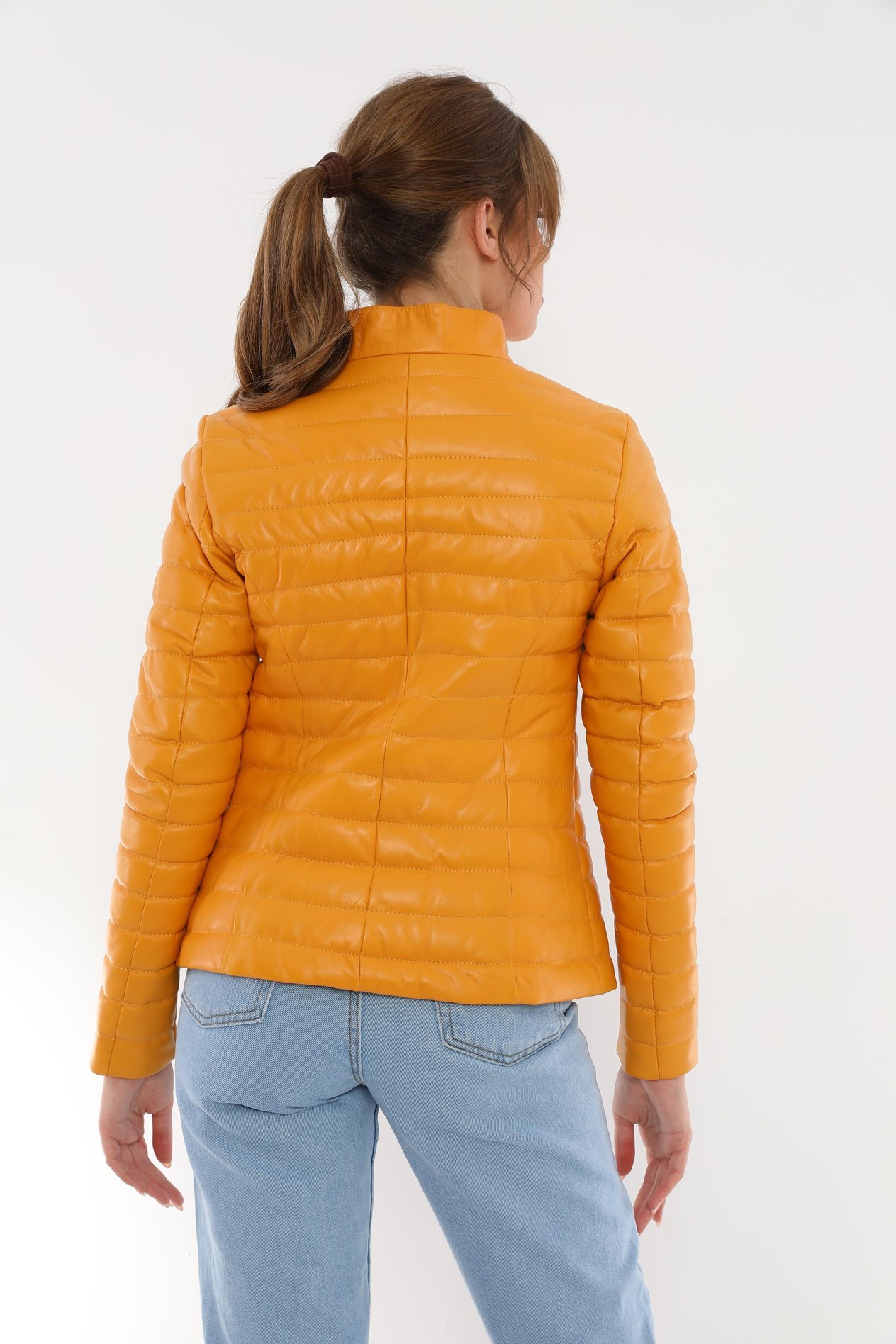 Basics&More Kadın Şişme Sarı Deri Ceket - IA90