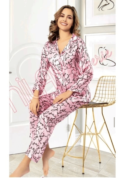 Nilay 5011 Bayan Patlı Saten Pijama Takımı