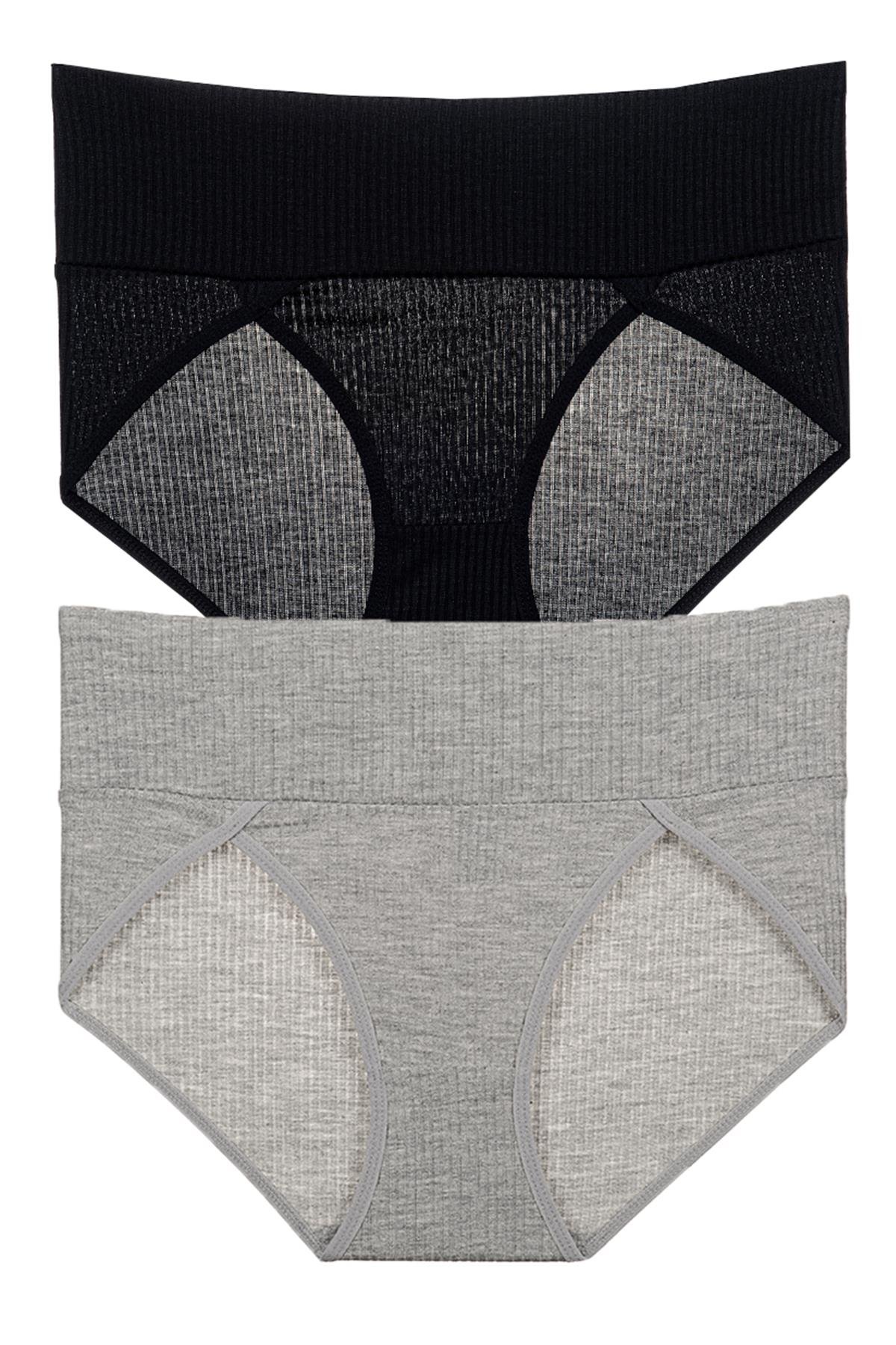 Vanilya Secret Grogen Toparlayıcı Bikini 2'Li Paket Siyah Gri