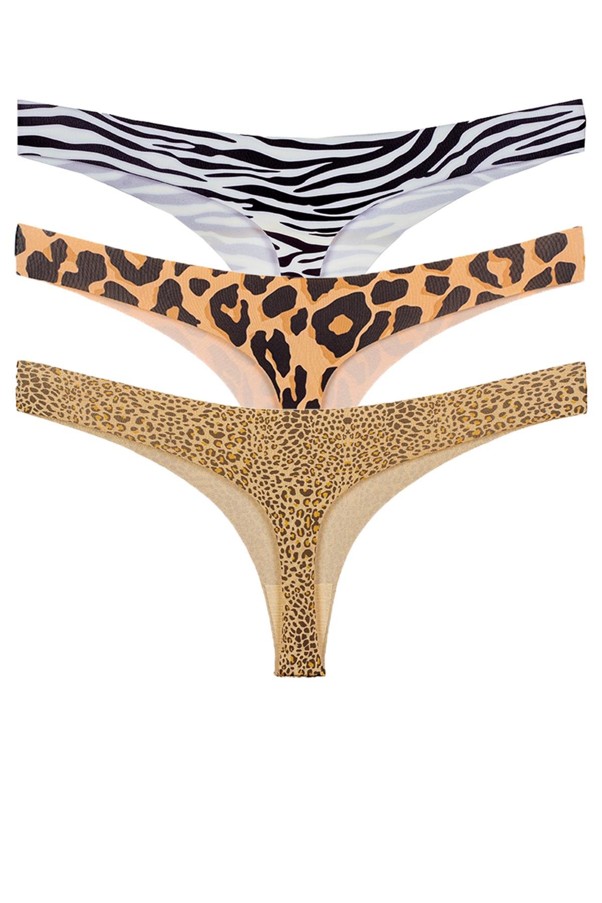 Vanilya Secret Lazer Tanga Leopar Desenli 3'Lü Paket 