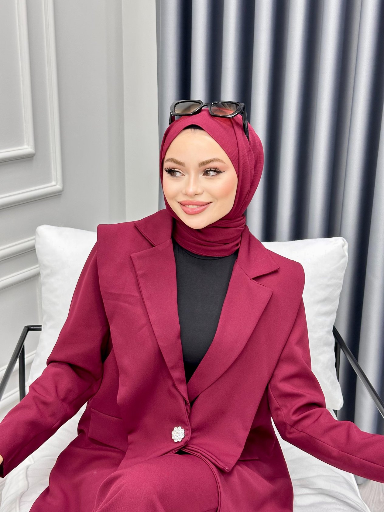 Meri Ceketli Takım Bordo