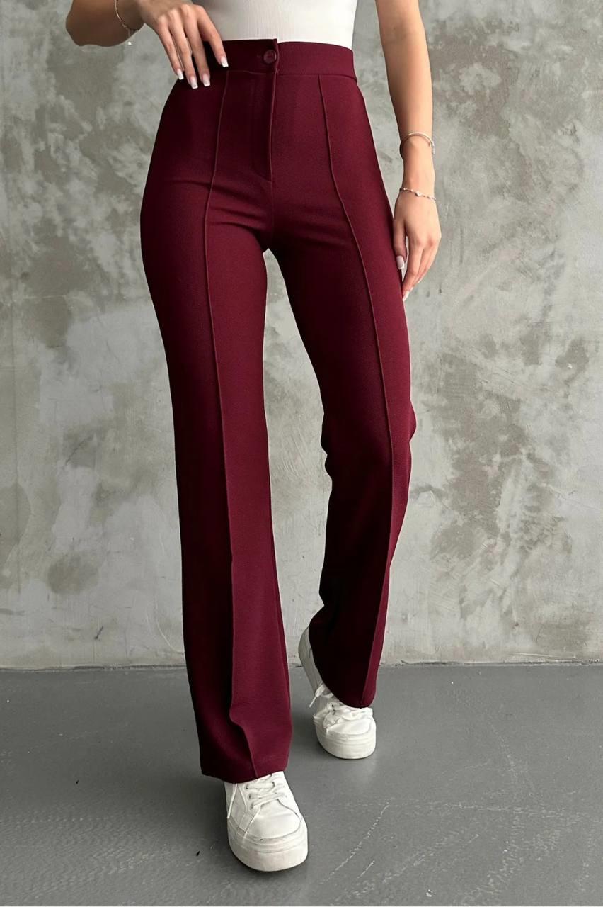 BORDO ÇİMALI KREP PANTOLON