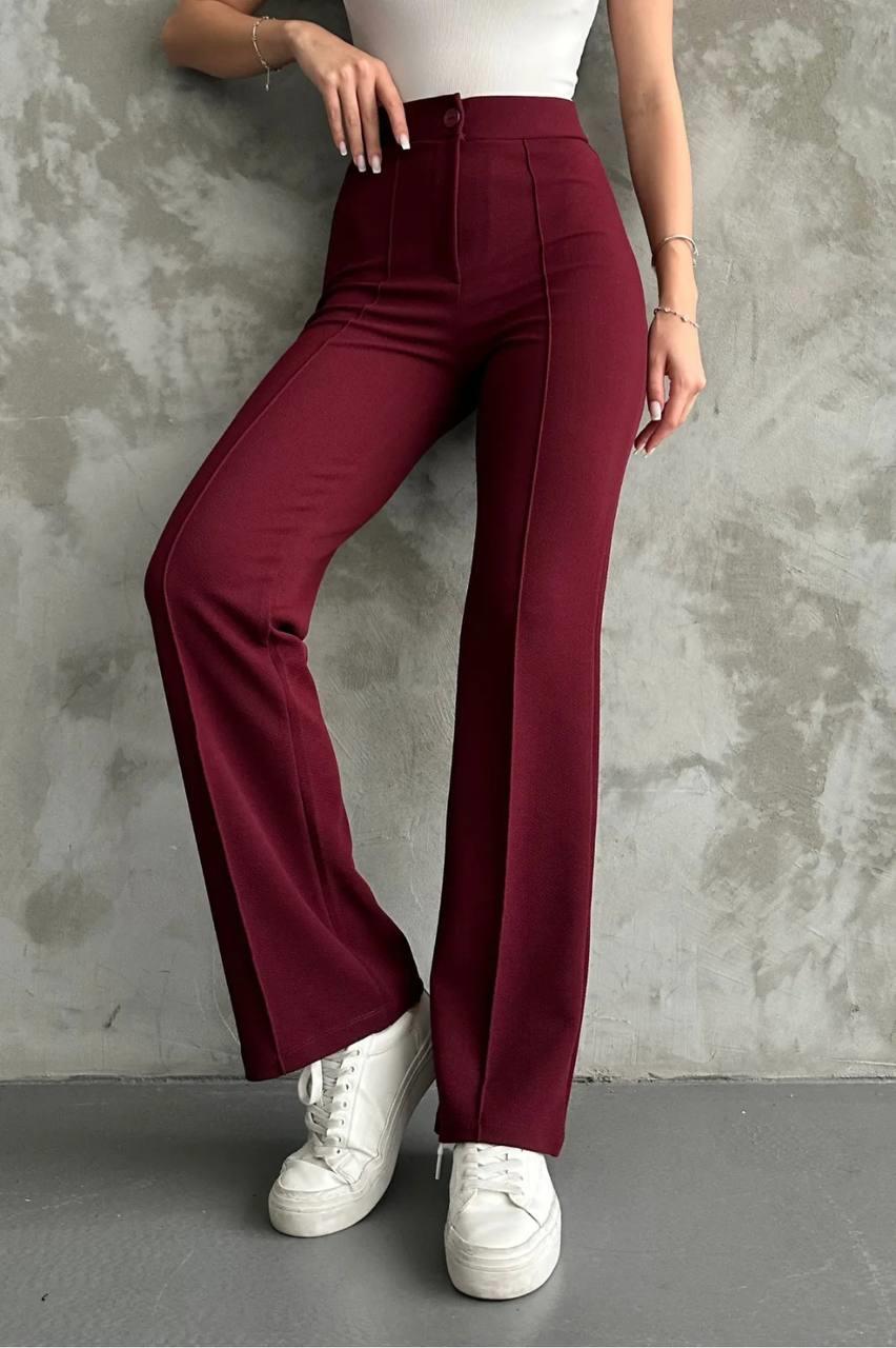 BORDO ÇİMALI KREP PANTOLON