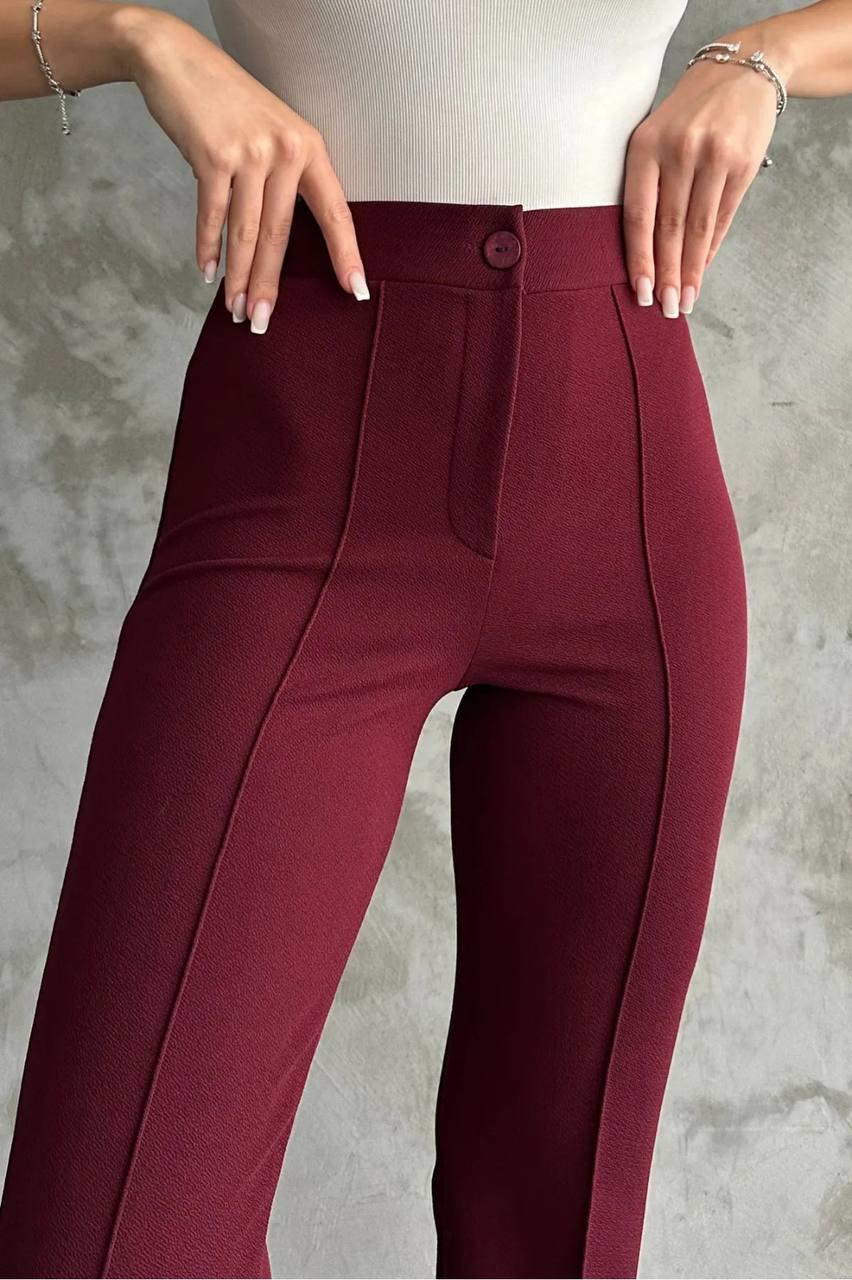 BORDO ÇİMALI KREP PANTOLON