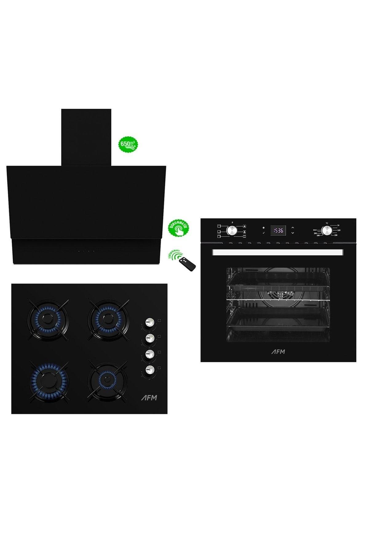 Afm TechAfm Tech Black Oniks Plus 3'Lü Dijital Cam Kumandalı Ankastre Set ( Fm7700B-Fm2200B-Fm3400B )