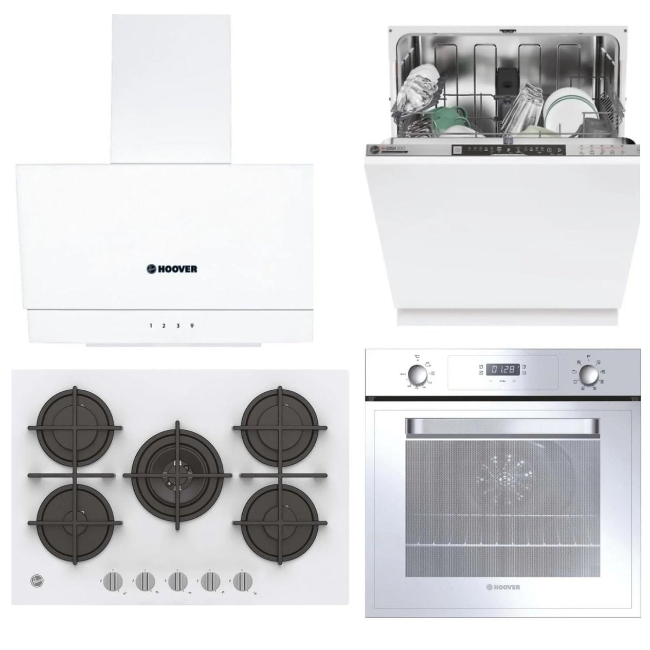 Hoover3051WI+ Hvg74wk3w+HDG2C2WTK Beyaz Ankastre Set +Hı 3e7l0s-17 Tam Entegre Ankastre Bulaşık Makinesi