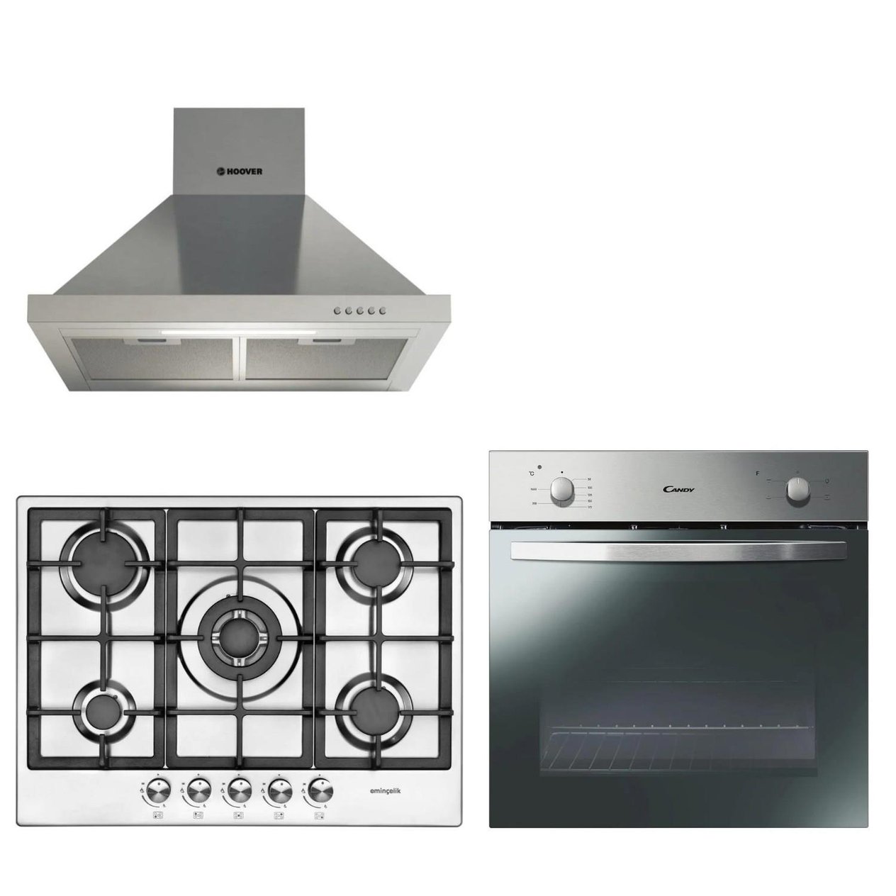 HooverCandy / Fcs100X/E fırın + Hch6Mxtk davlumbaz + Eminçelik 2250x  Ocak  Ankastre Gömme  Ankastre Set