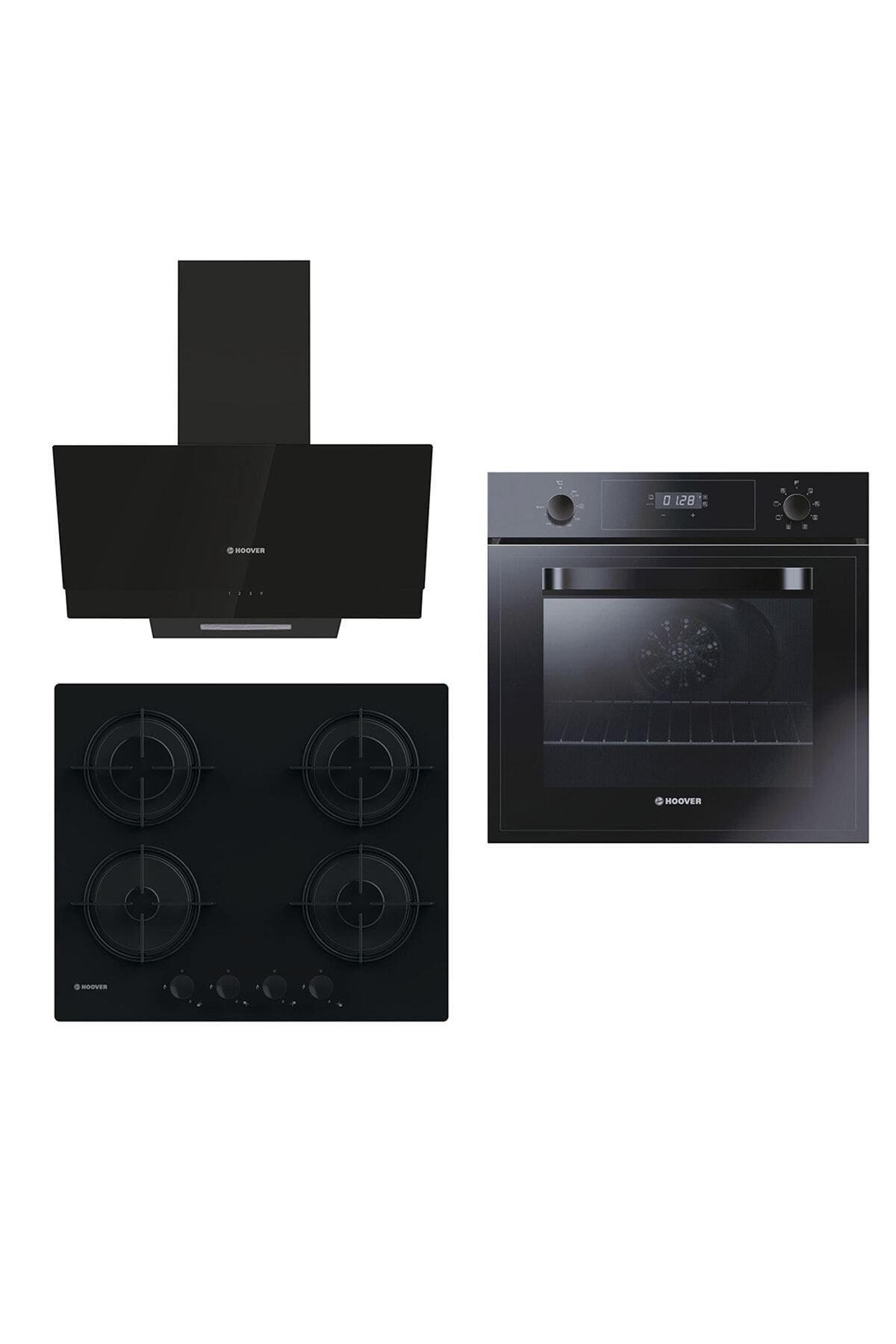 HooverHoover 23-4 Siyah Cam 3'lü Ankastre Set (hdg6c2gbtk-hvw6mbb-3051b)