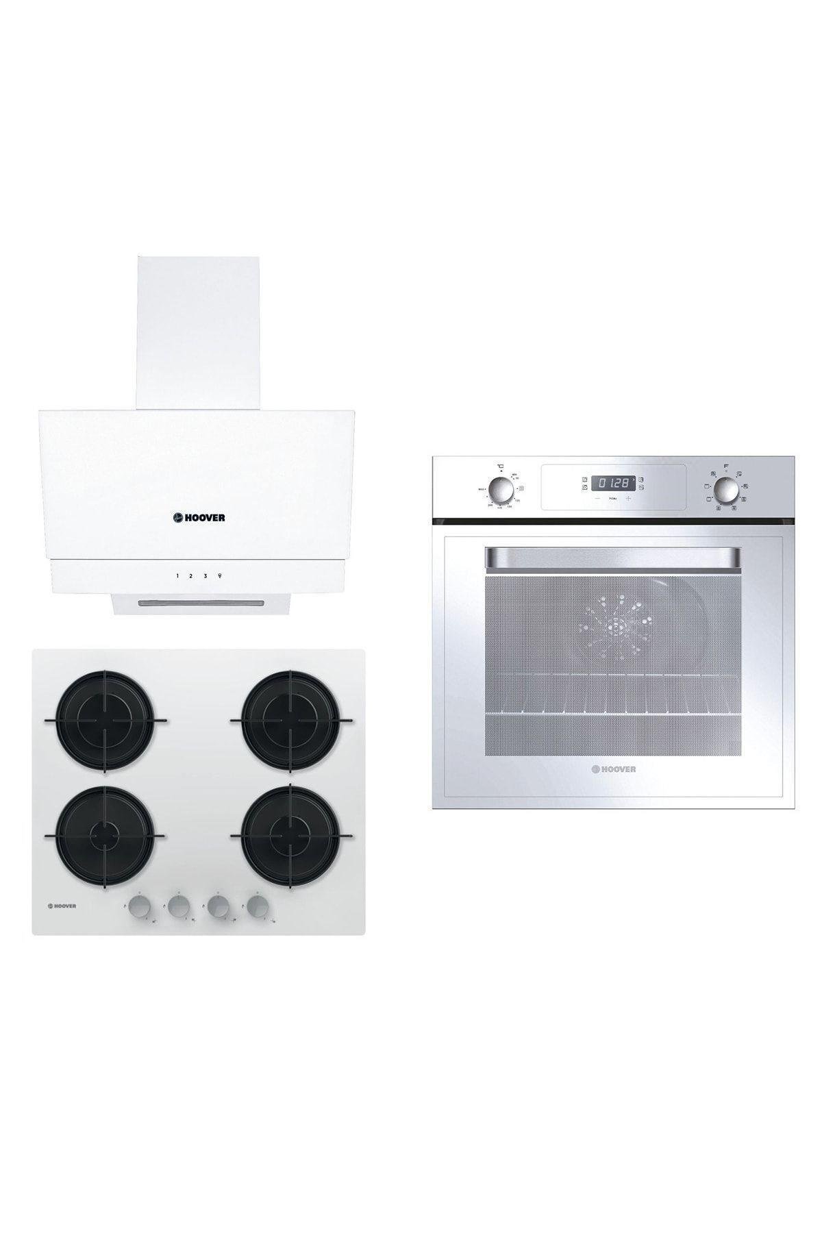 HooverHoover 3lu Beyaz Cam Ankastre Set (hdg6c2gwtk-hvwm6mw-3051w)